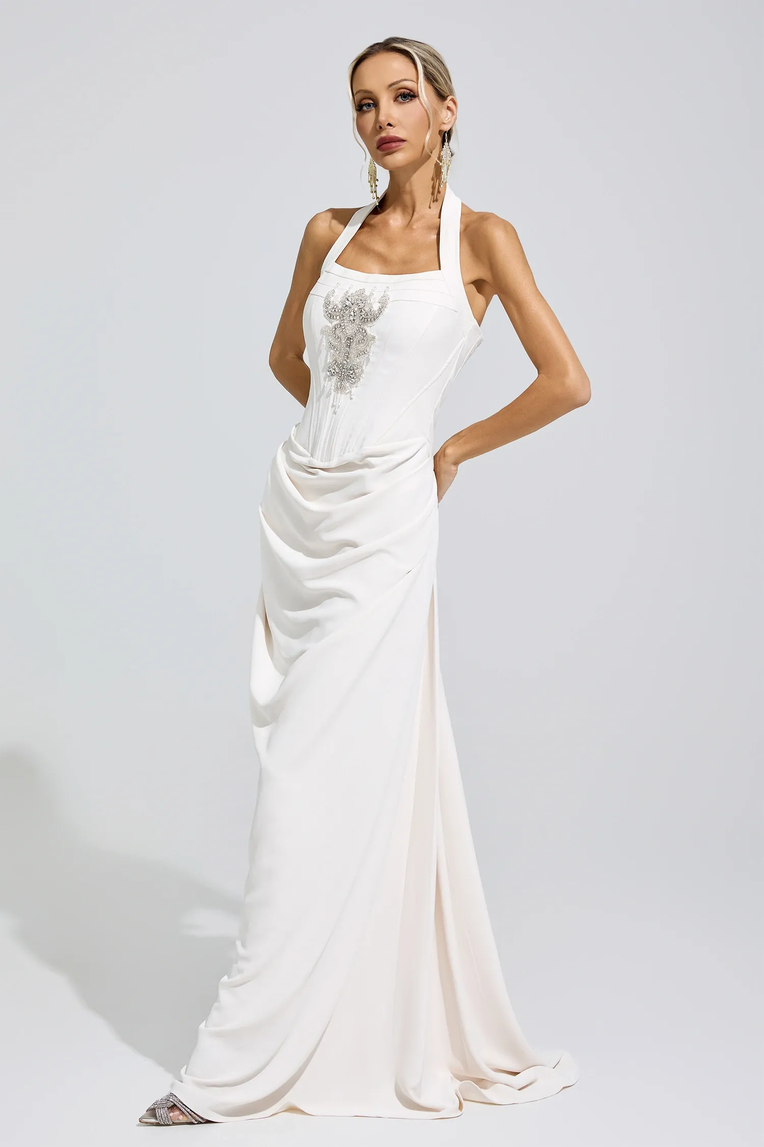 Arc White Diamond Halternecck dress