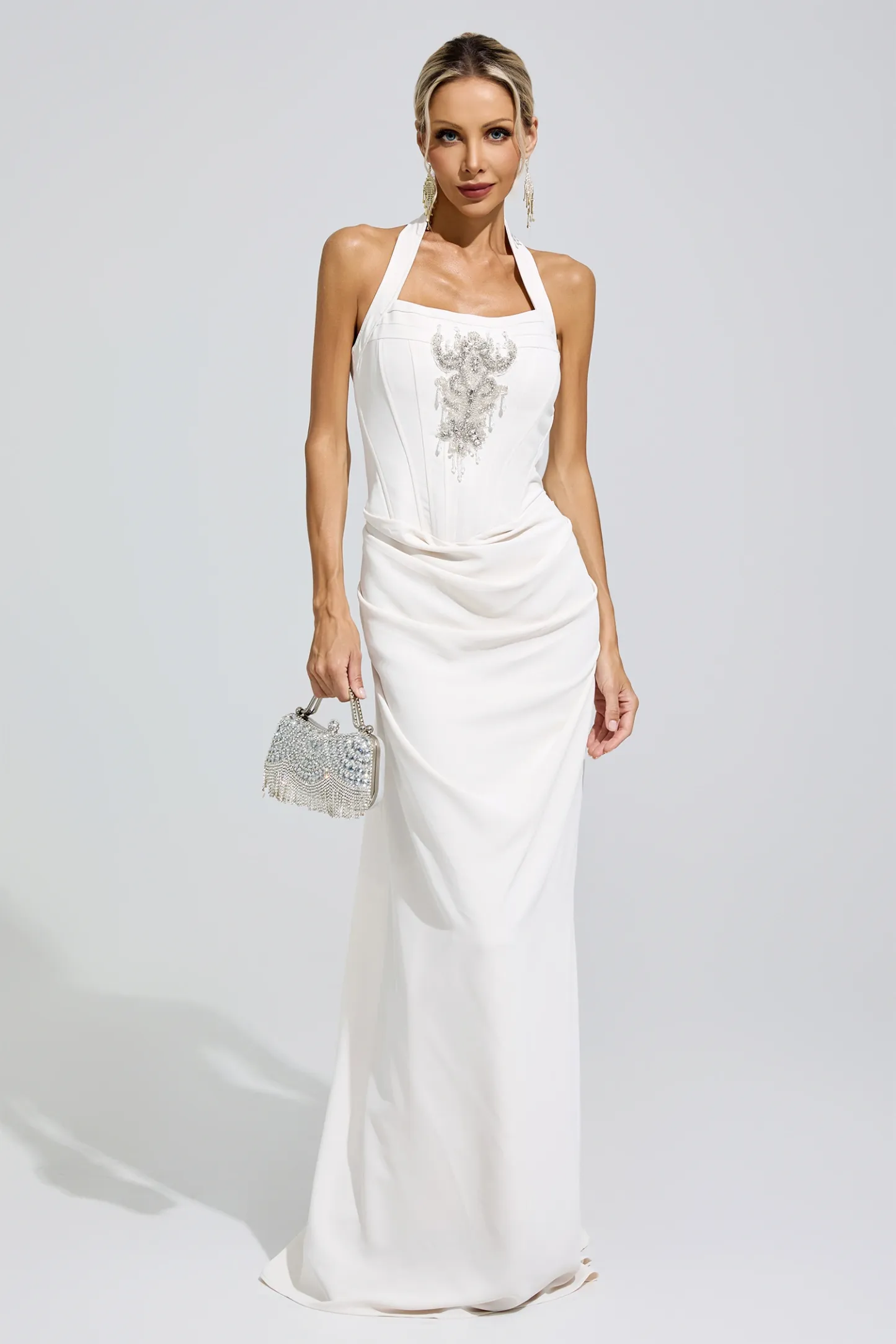 Arc White Diamond Halternecck dress