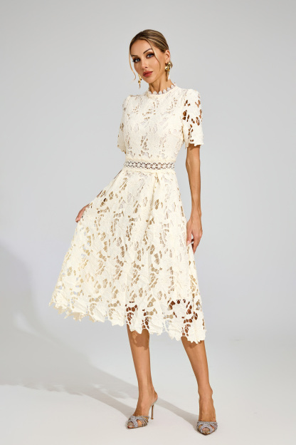 Kit Apricot Lace Cut Out Midi Dress