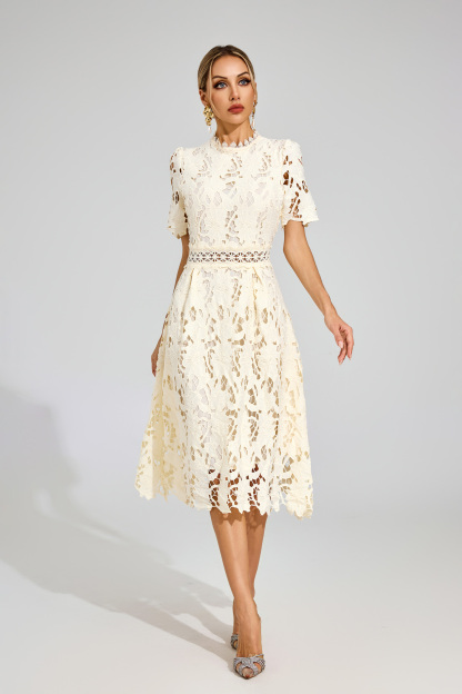 Kit Apricot Lace Cut Out Midi Dress