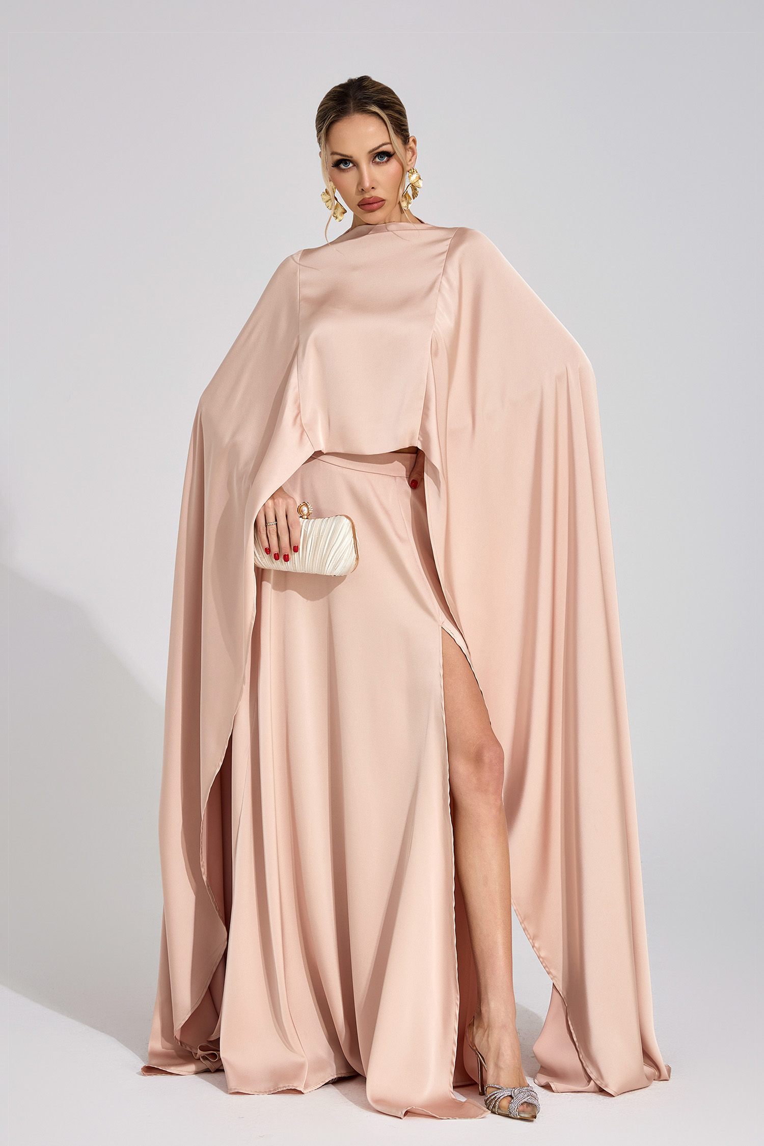 Energy Champagne Scarf Maxi Dress