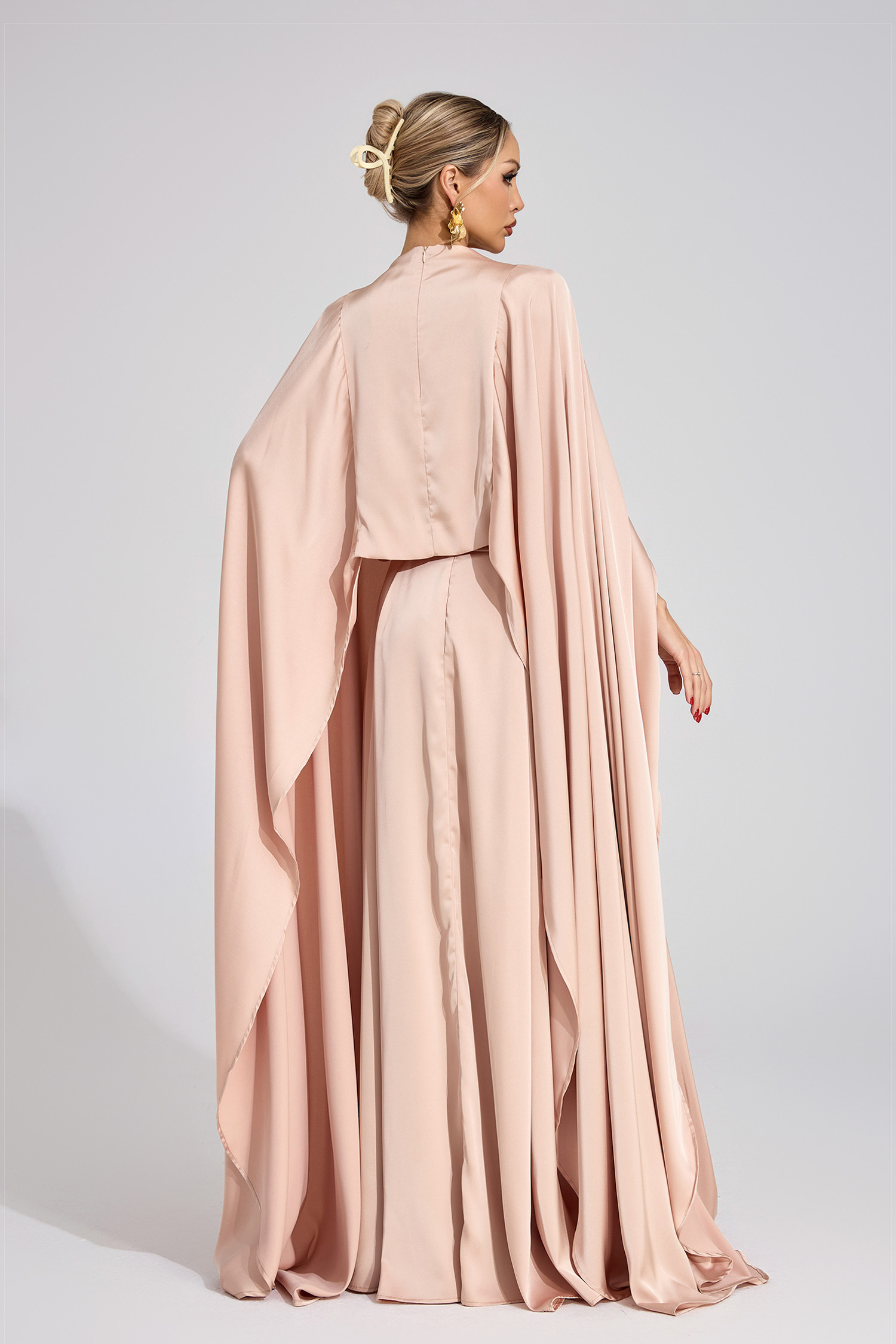 Energy Champagne Scarf Maxi Dress