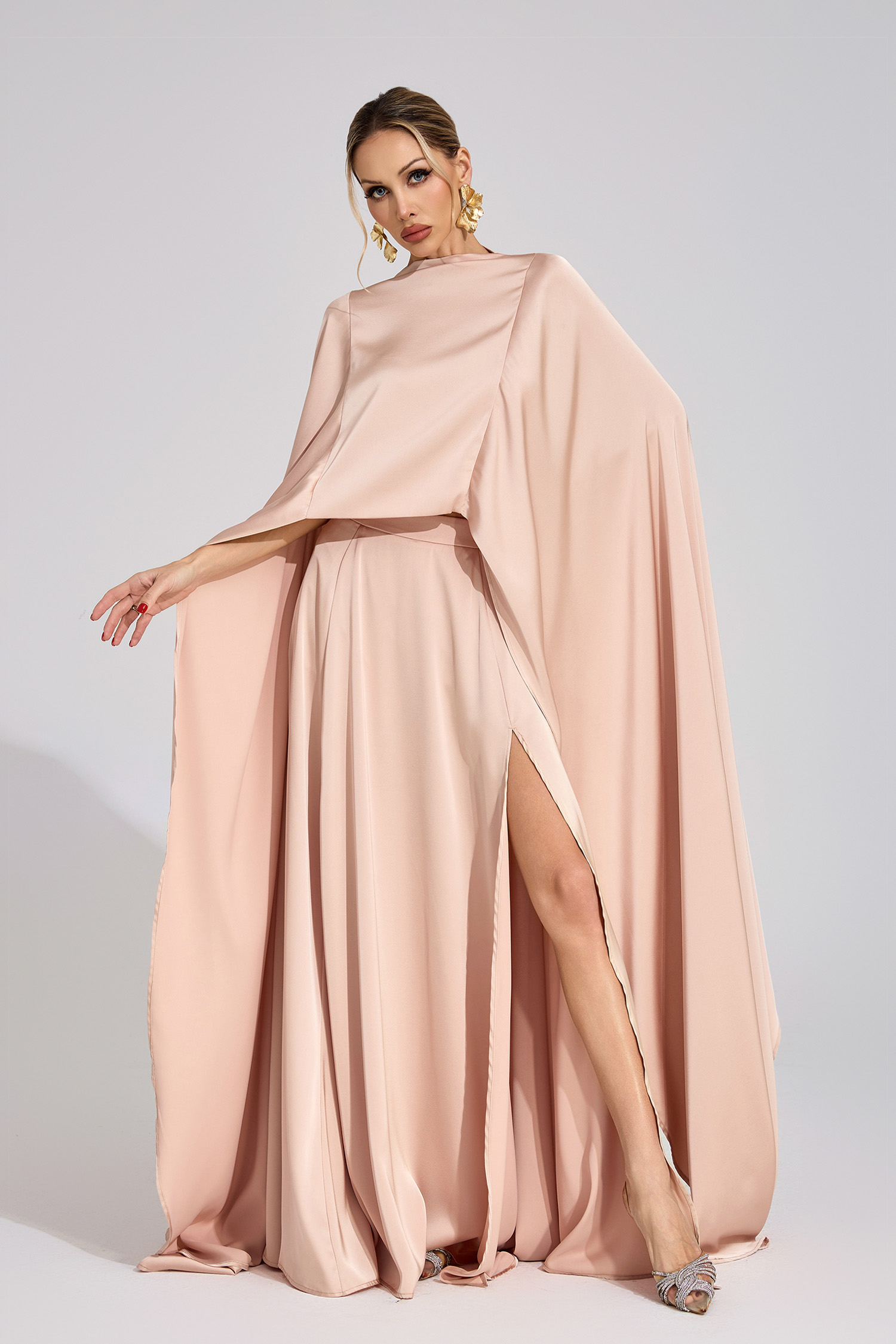 Energy Champagne Scarf Maxi Dress