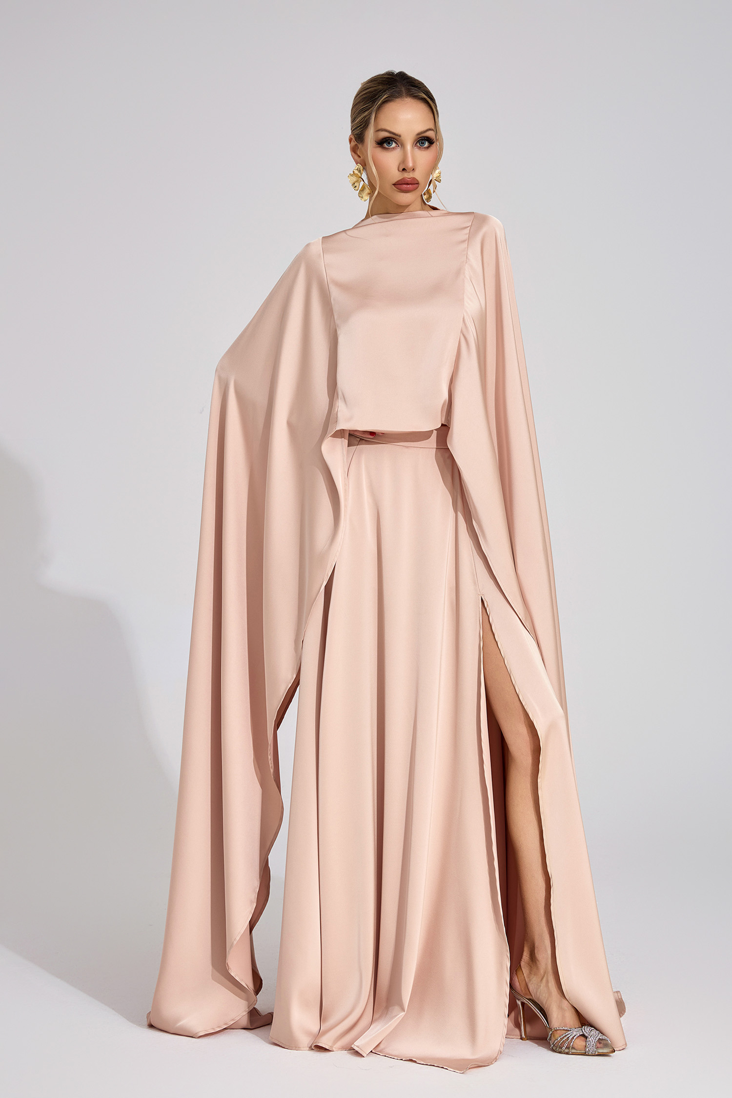 Energy Champagne Scarf Maxi Dress