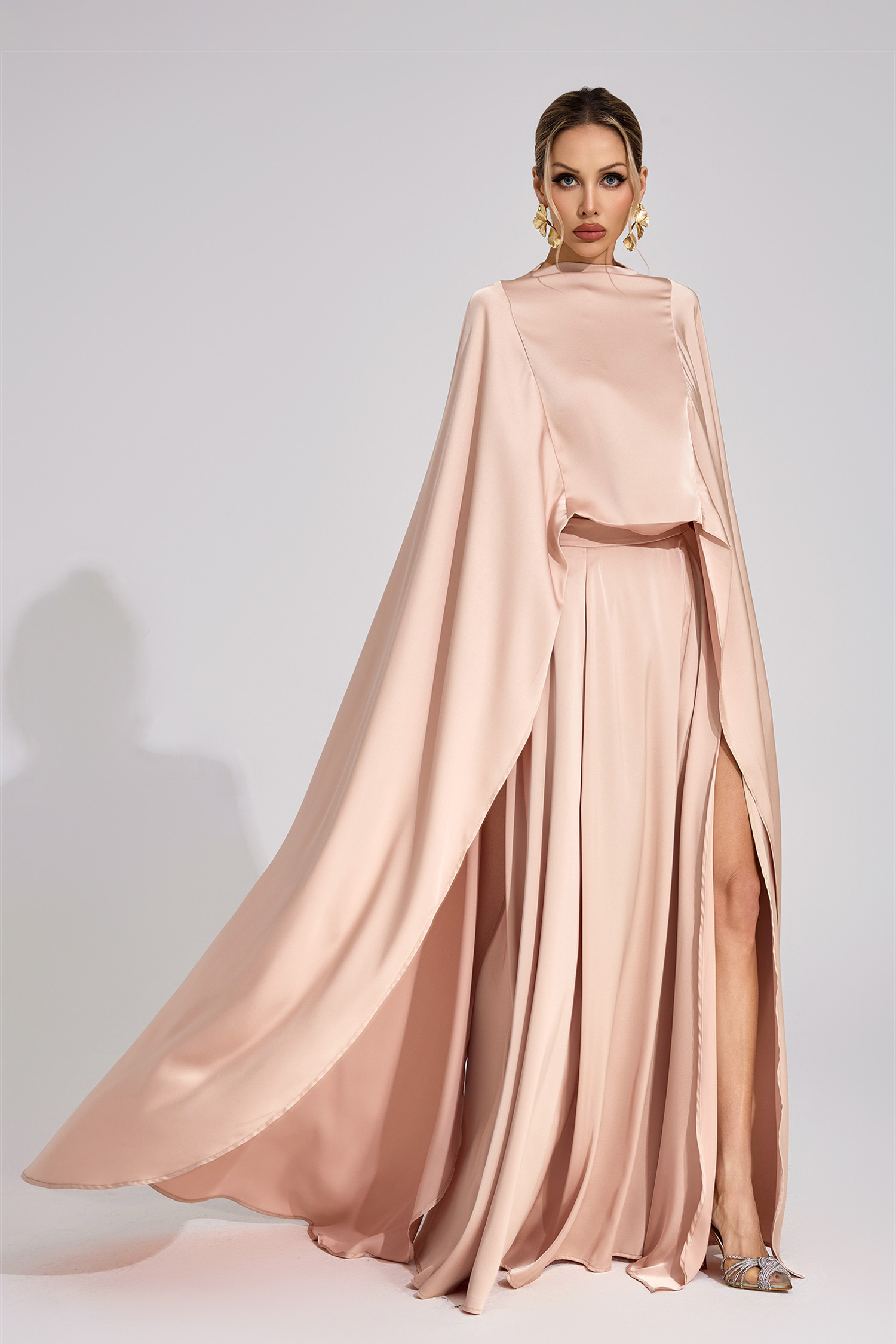 Energy Champagne Scarf Maxi Dress