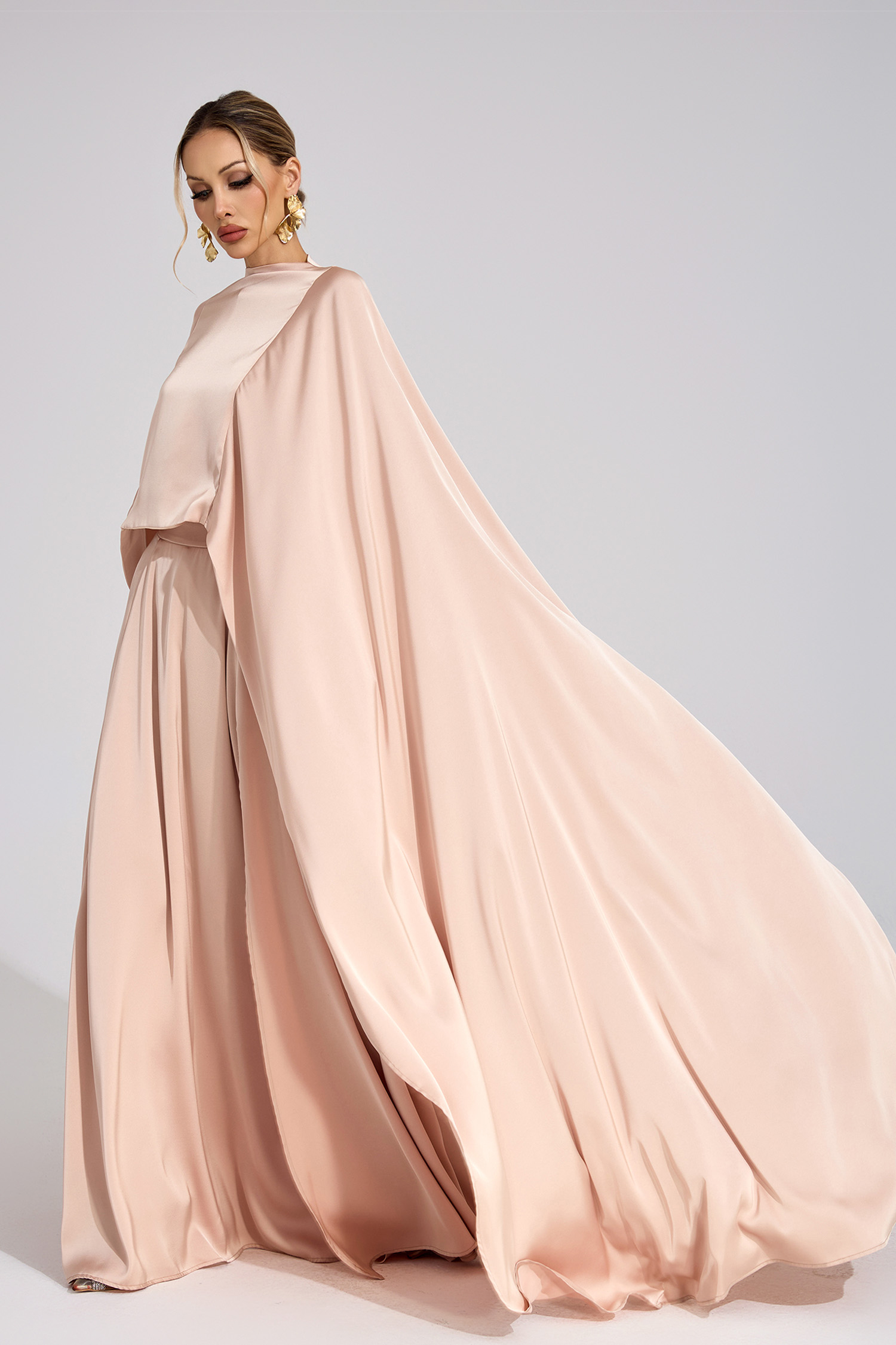 Energy Champagne Scarf Maxi Dress