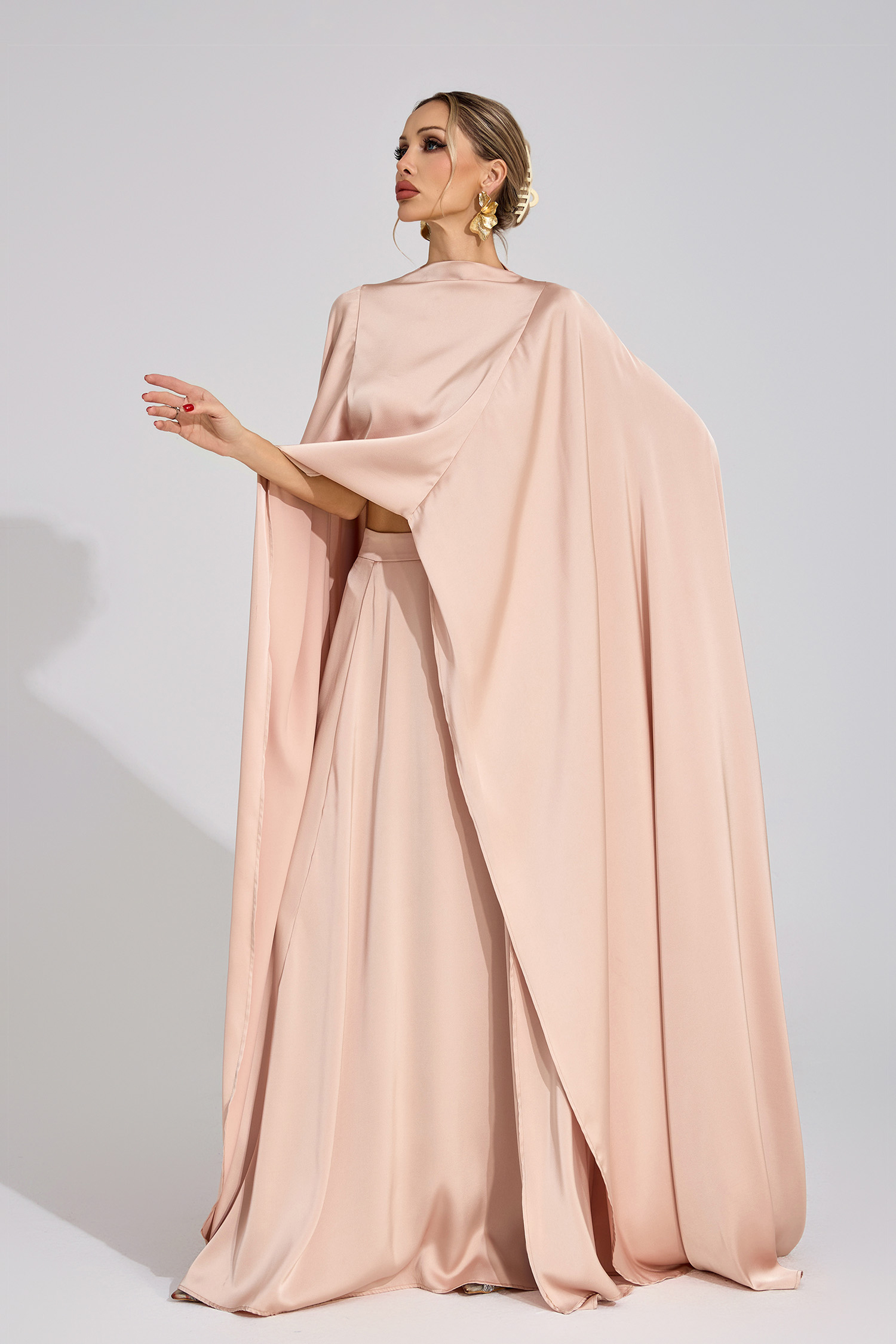 Energy Champagne Scarf Maxi Dress