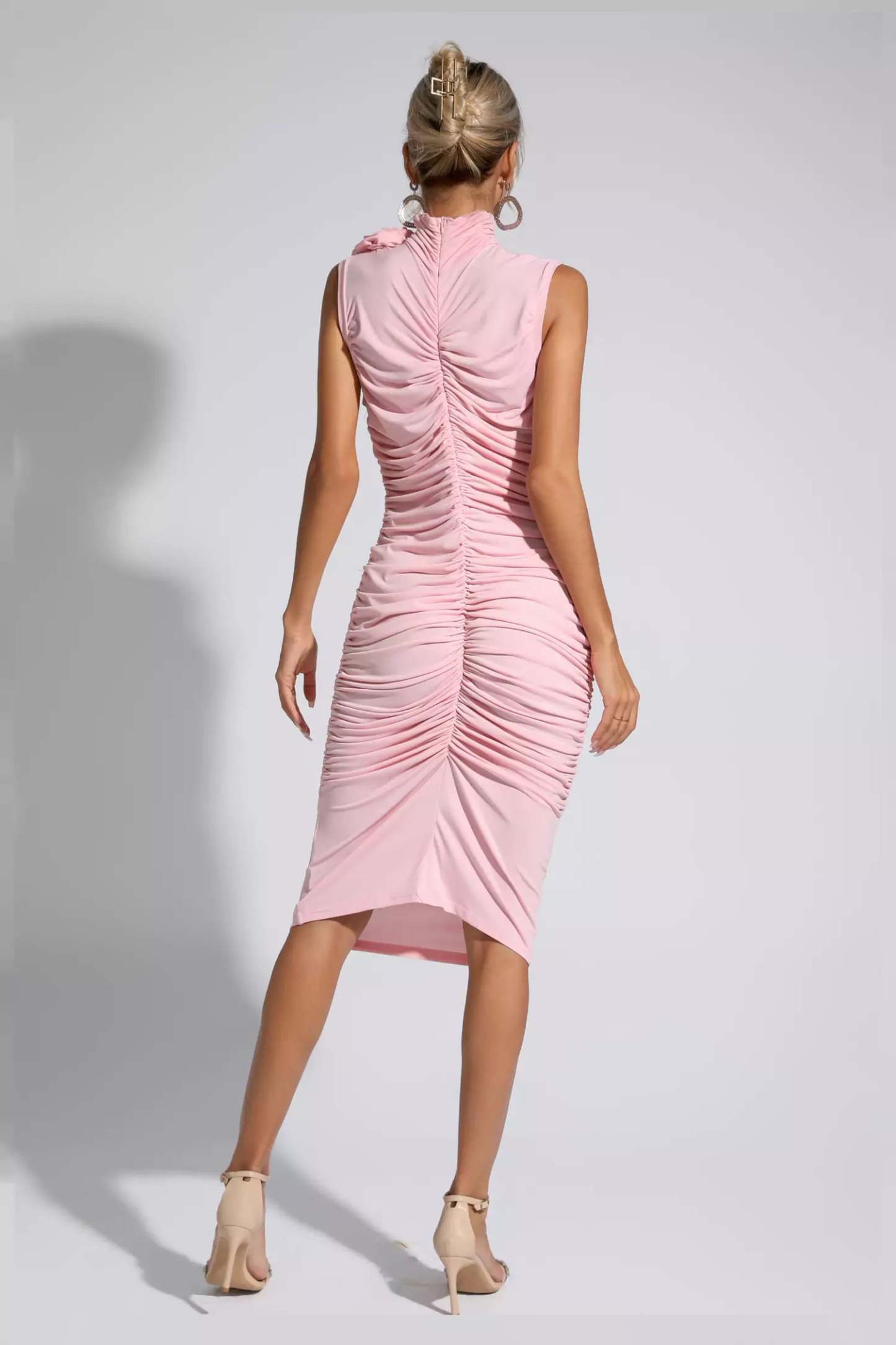 Leopold Pink Floral Ruched Bodycon Dress