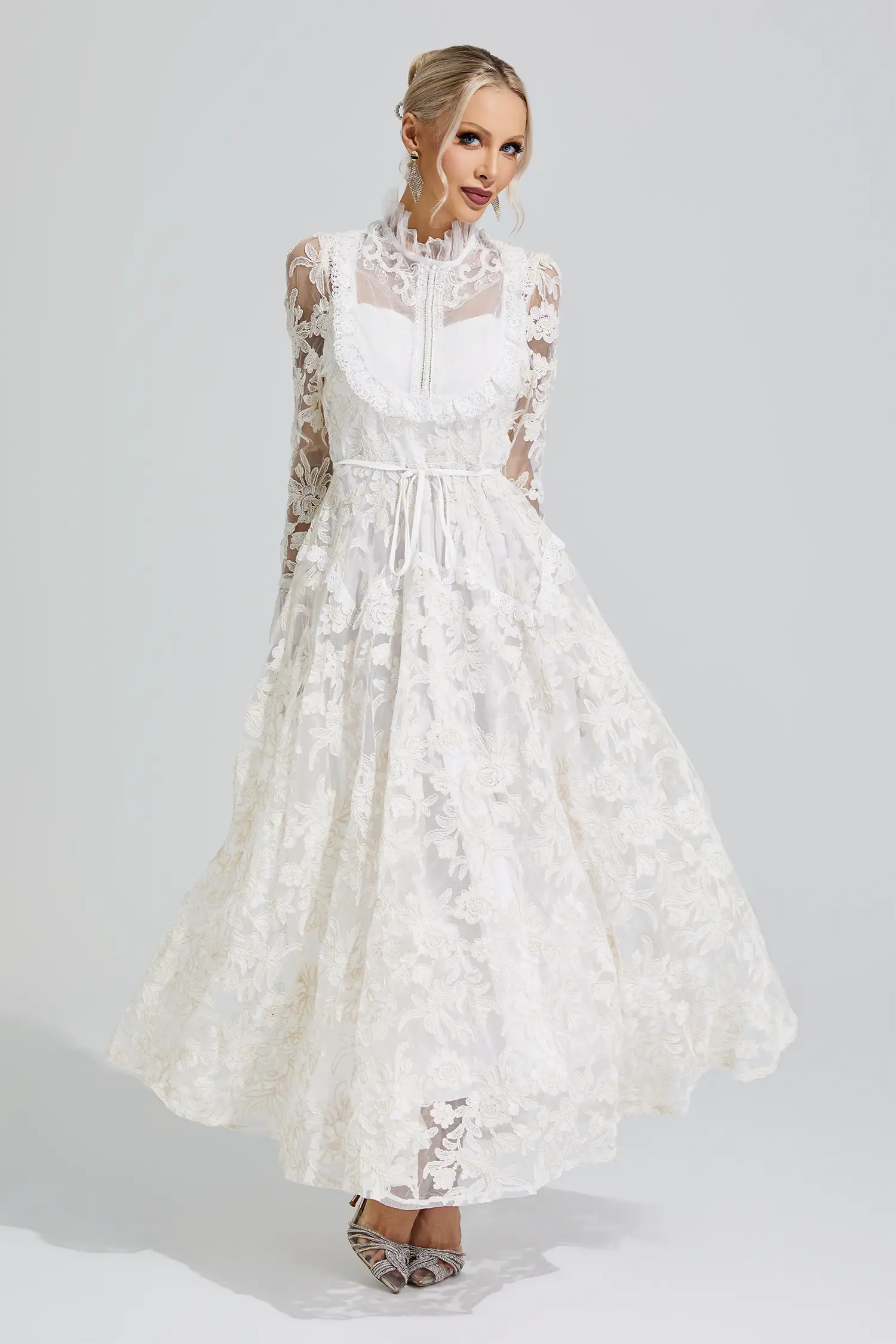 Esther White Lace Maxi Dress
