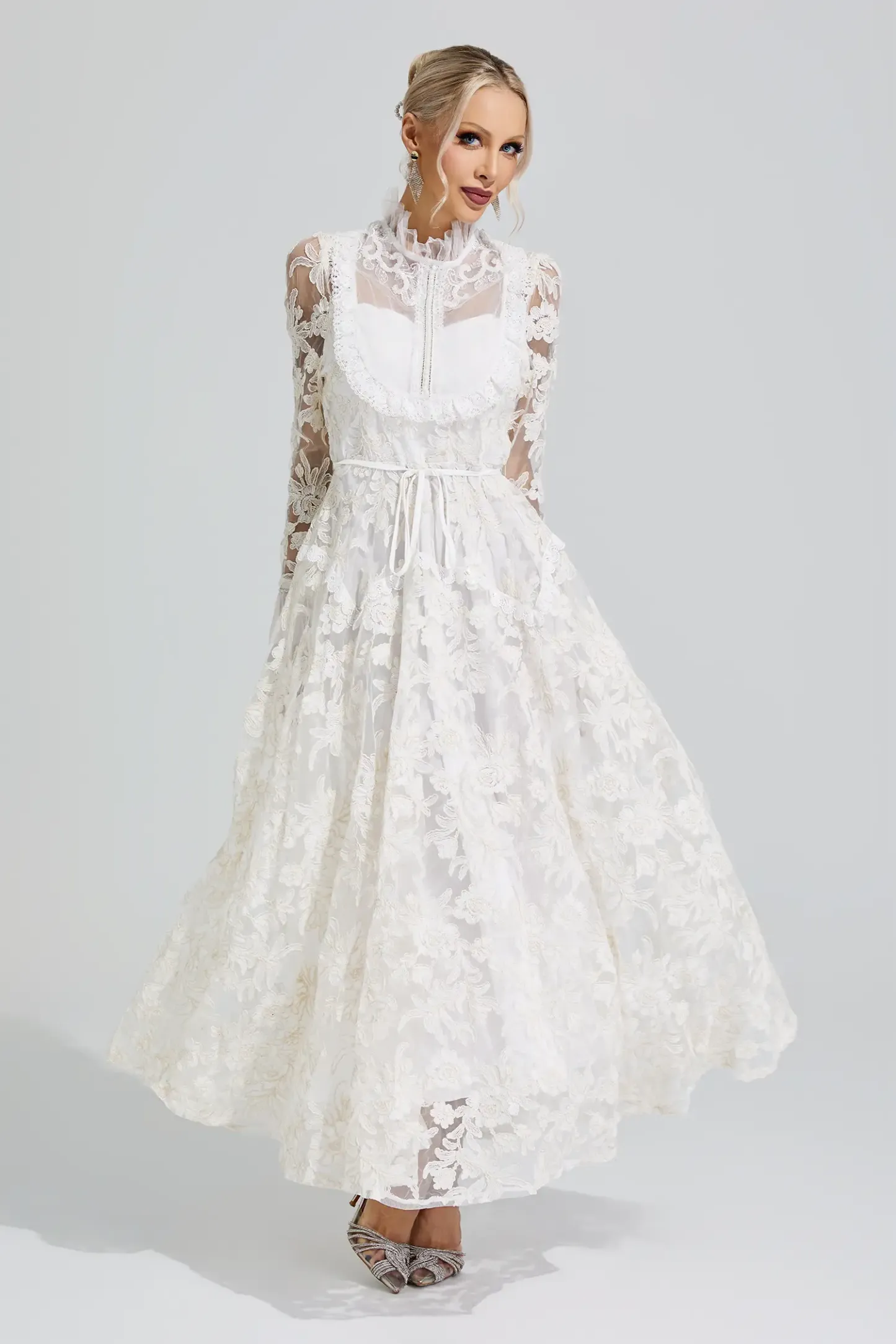 Esther White Lace Maxi Dress