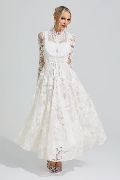 Esther White Lace Maxi Dress