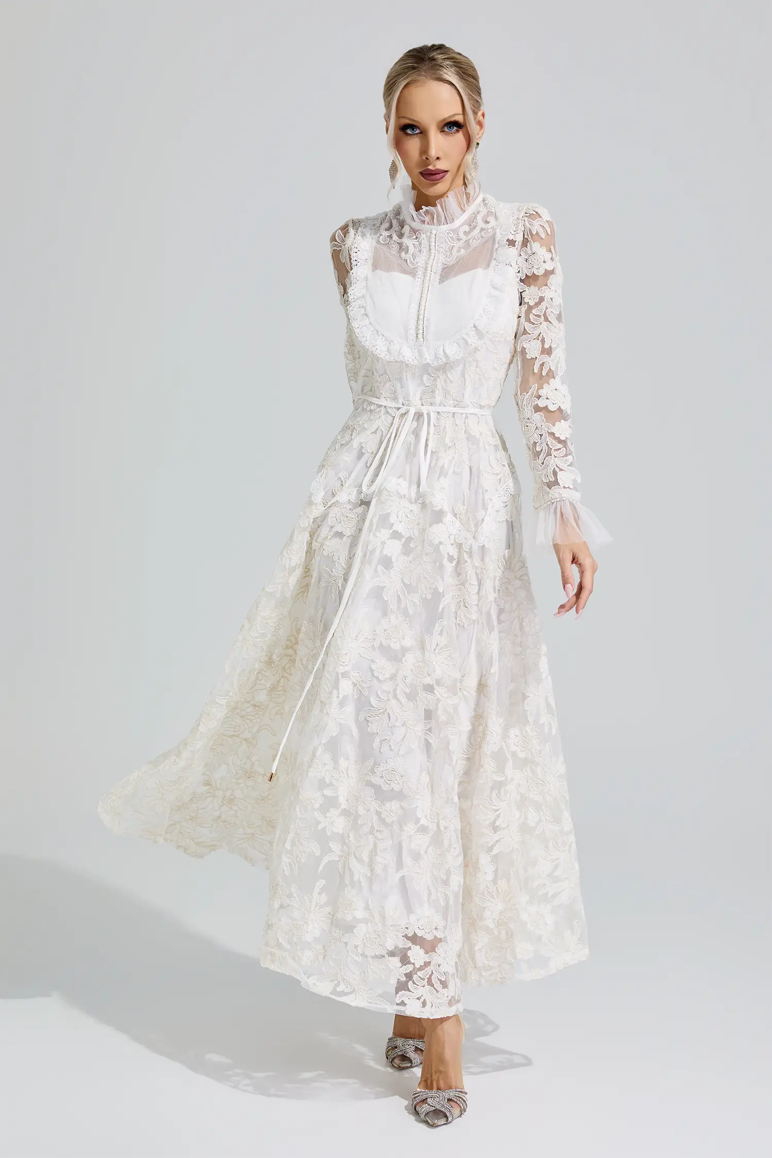 Esther White Lace Maxi Dress