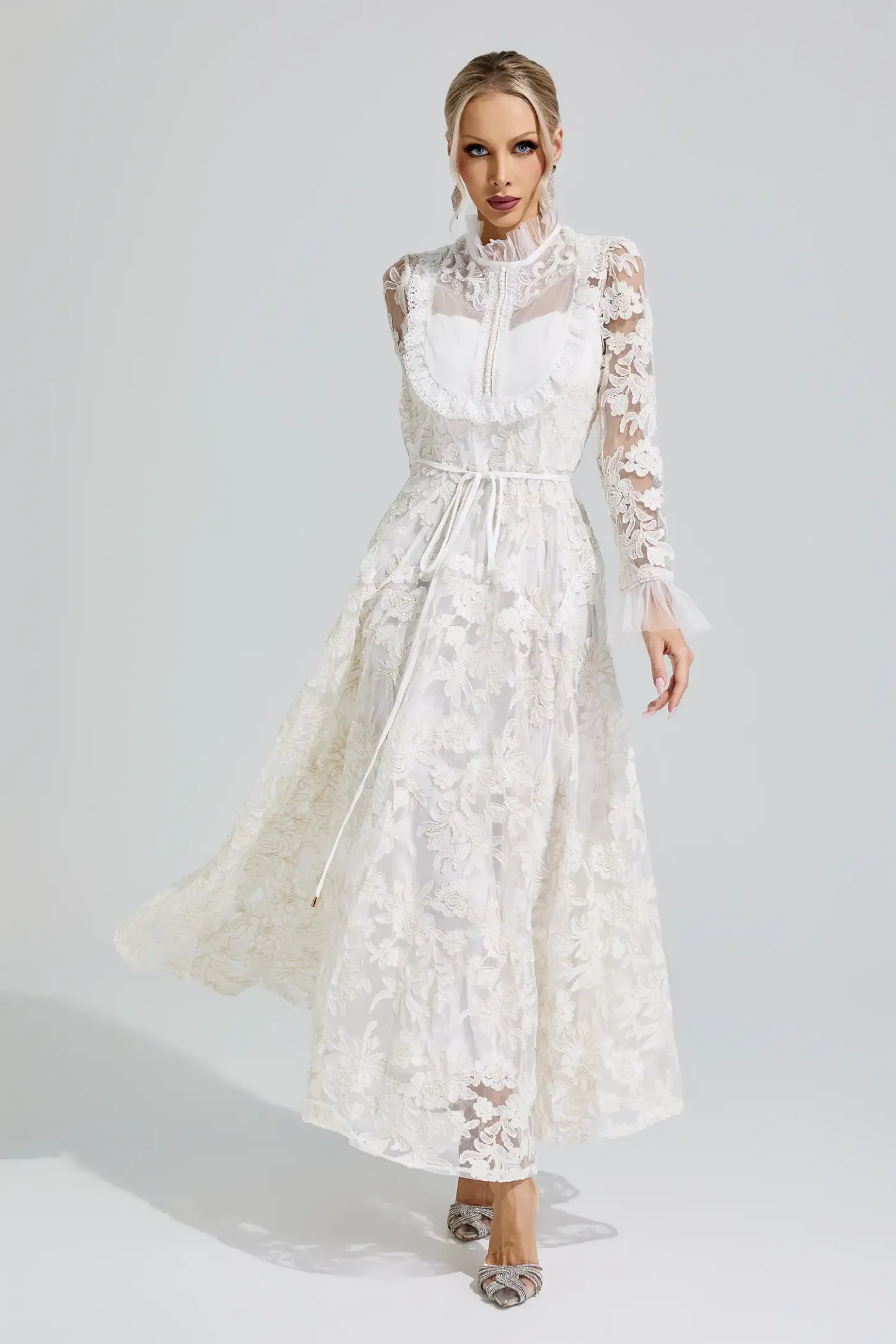 Esther White Lace Maxi Dress