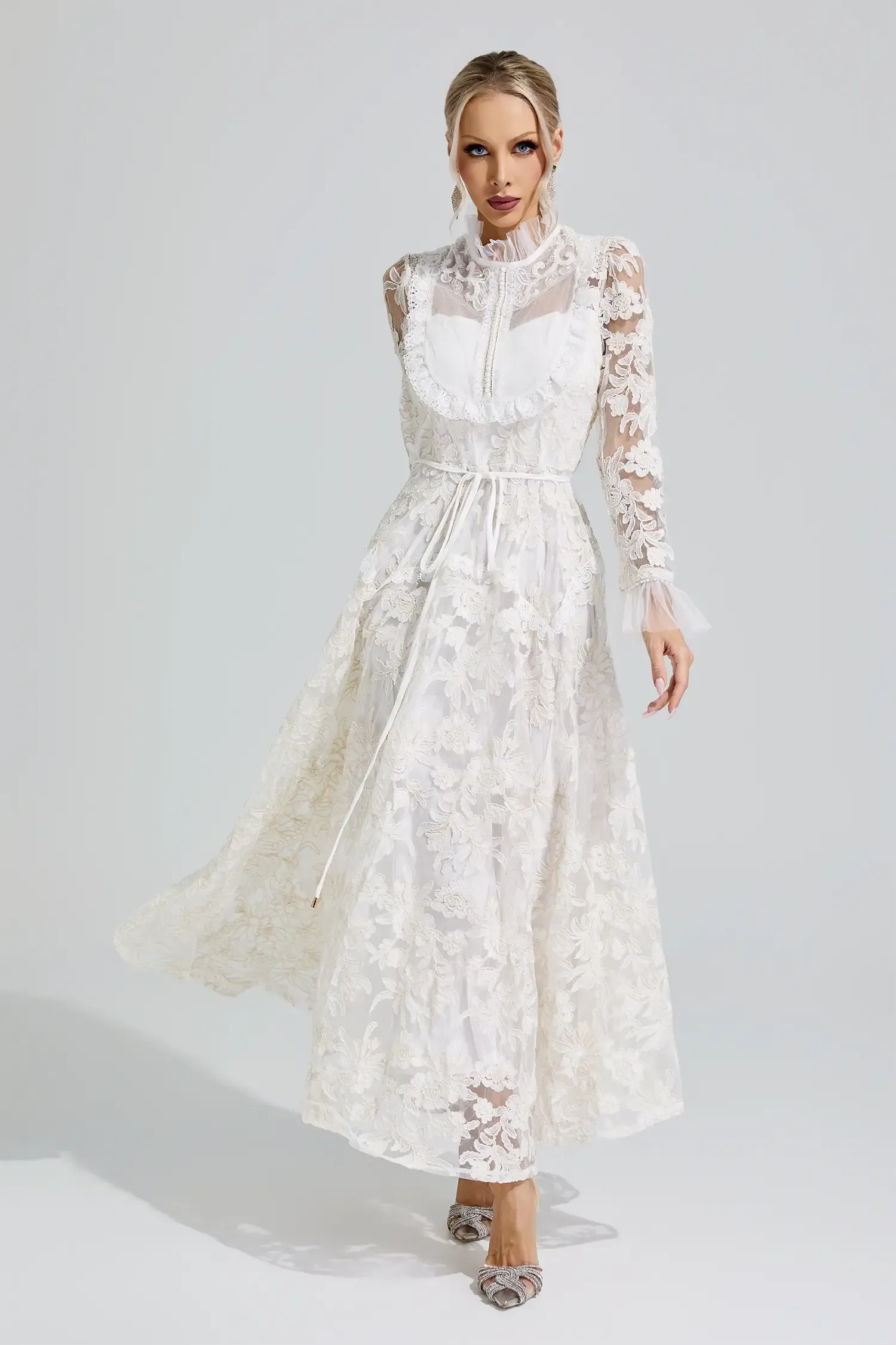 Esther White Lace Maxi Dress