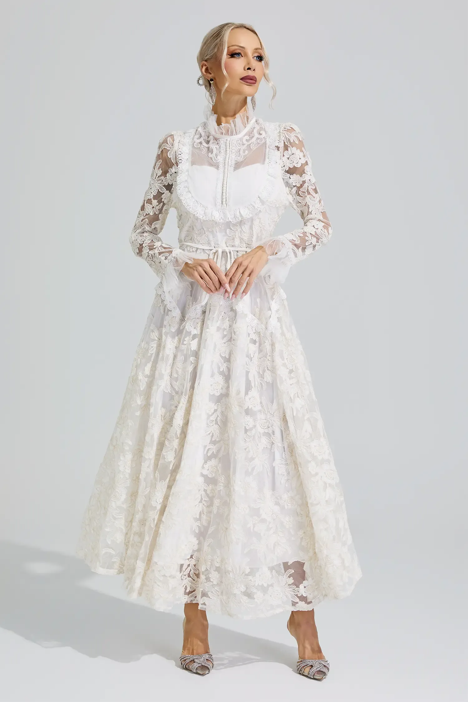 Esther White Lace Maxi Dress