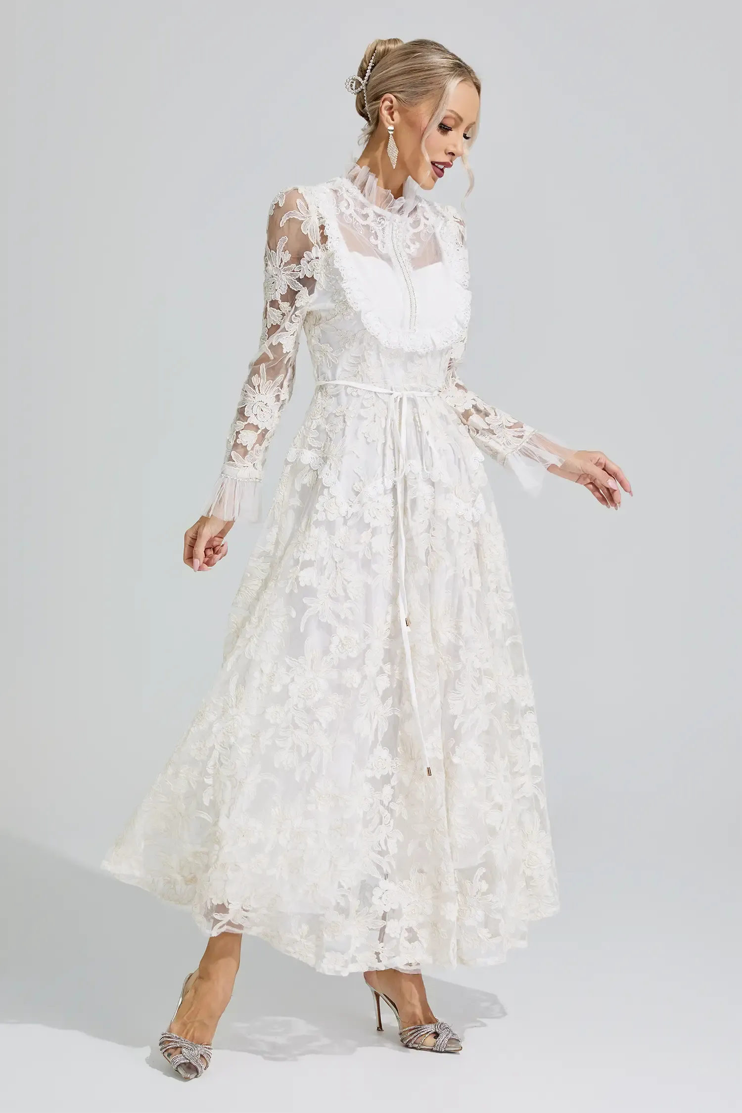 Esther White Lace Maxi Dress