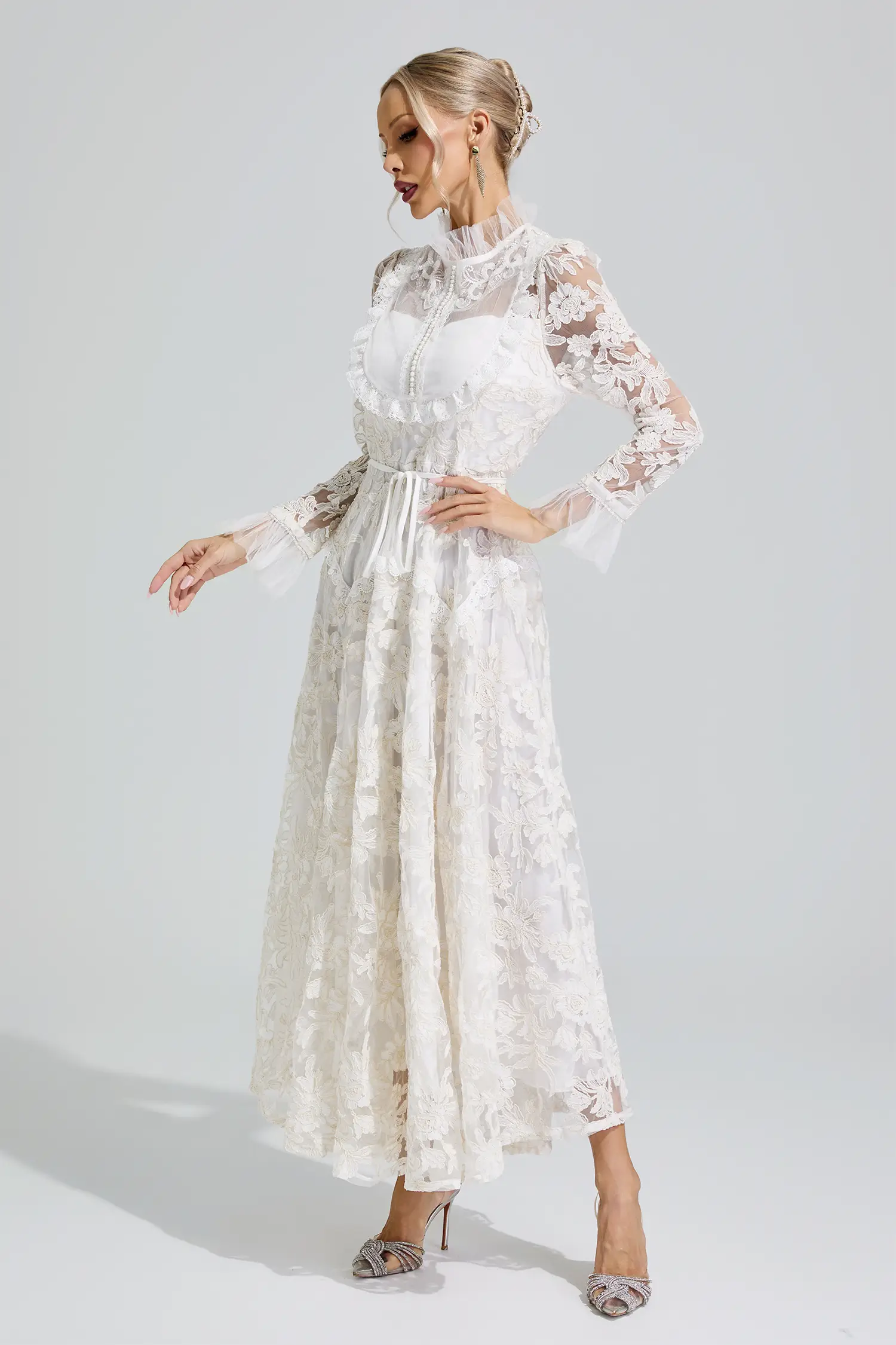 Esther White Lace Maxi Dress