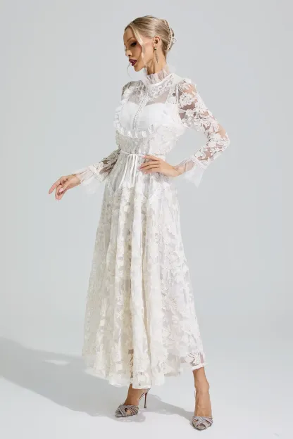 Esther White Lace Maxi Dress