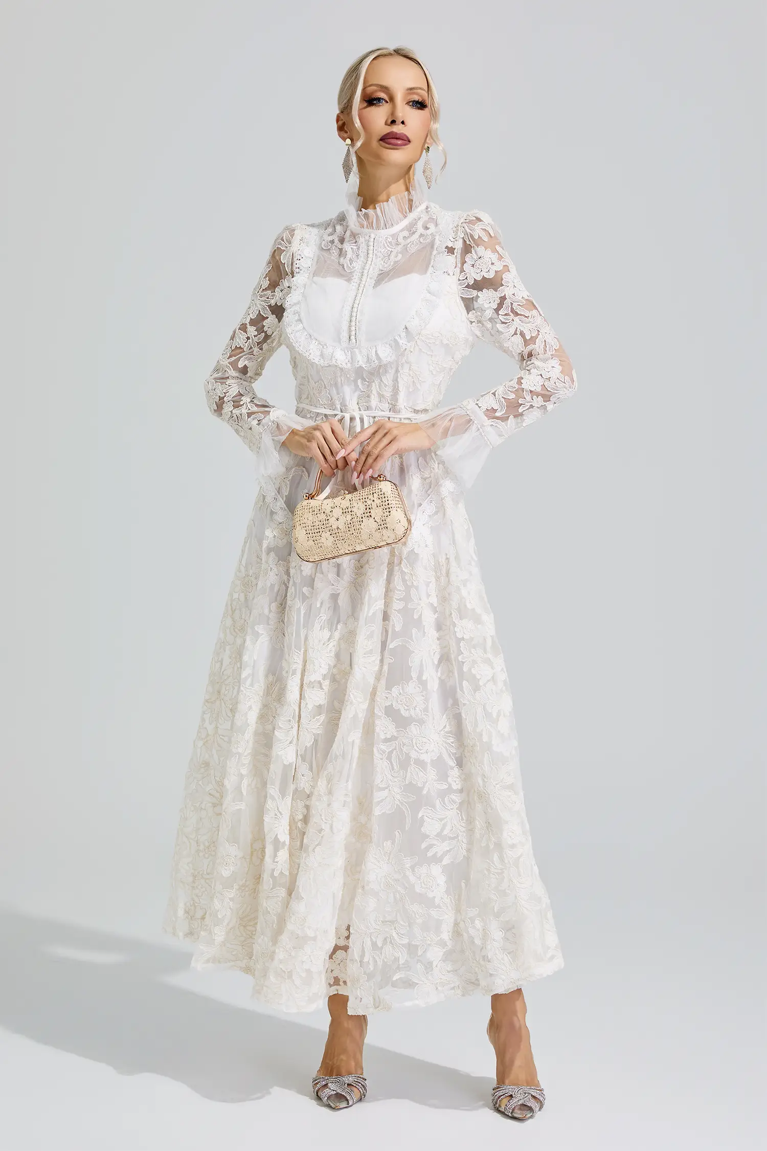 Esther White Lace Maxi Dress