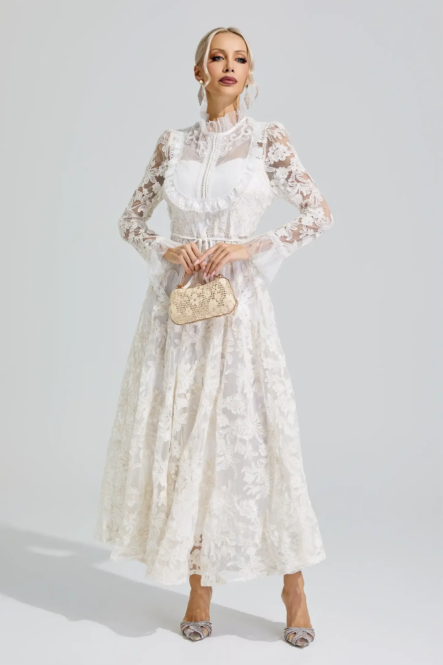 Esther White Lace Maxi Dress