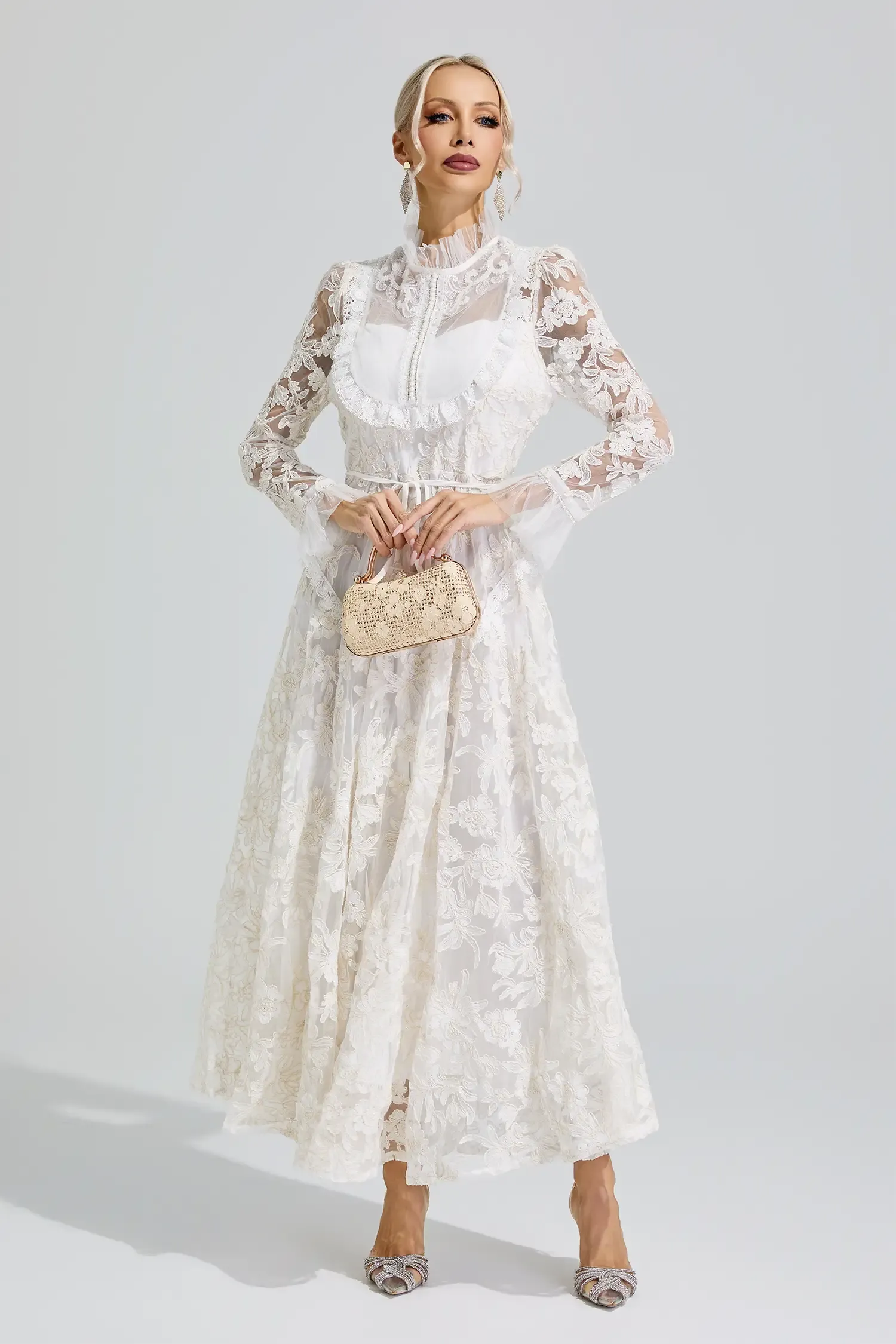 Esther White Lace Maxi Dress