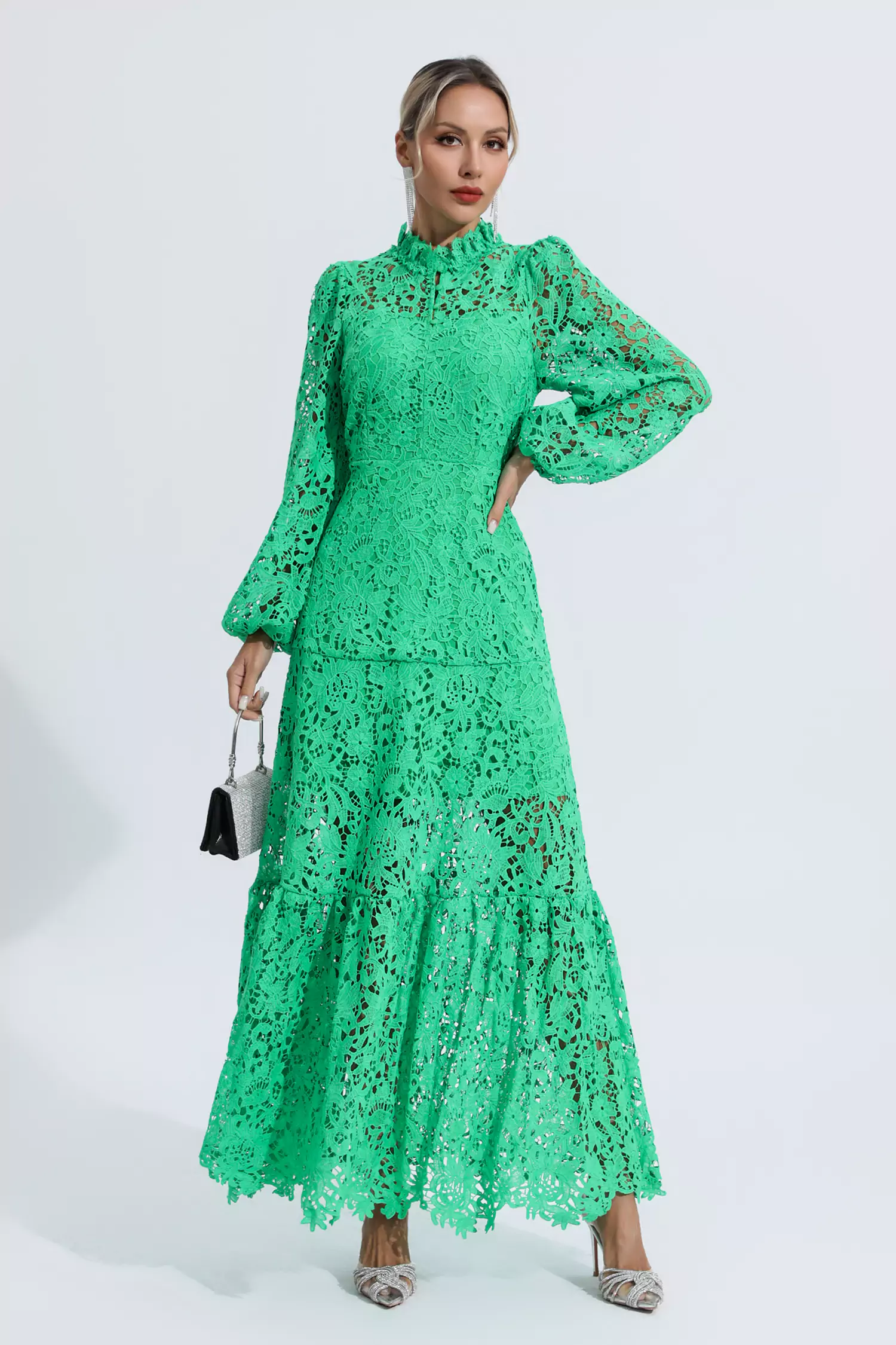 Truman Green Cut Out Long Sleeve Dress