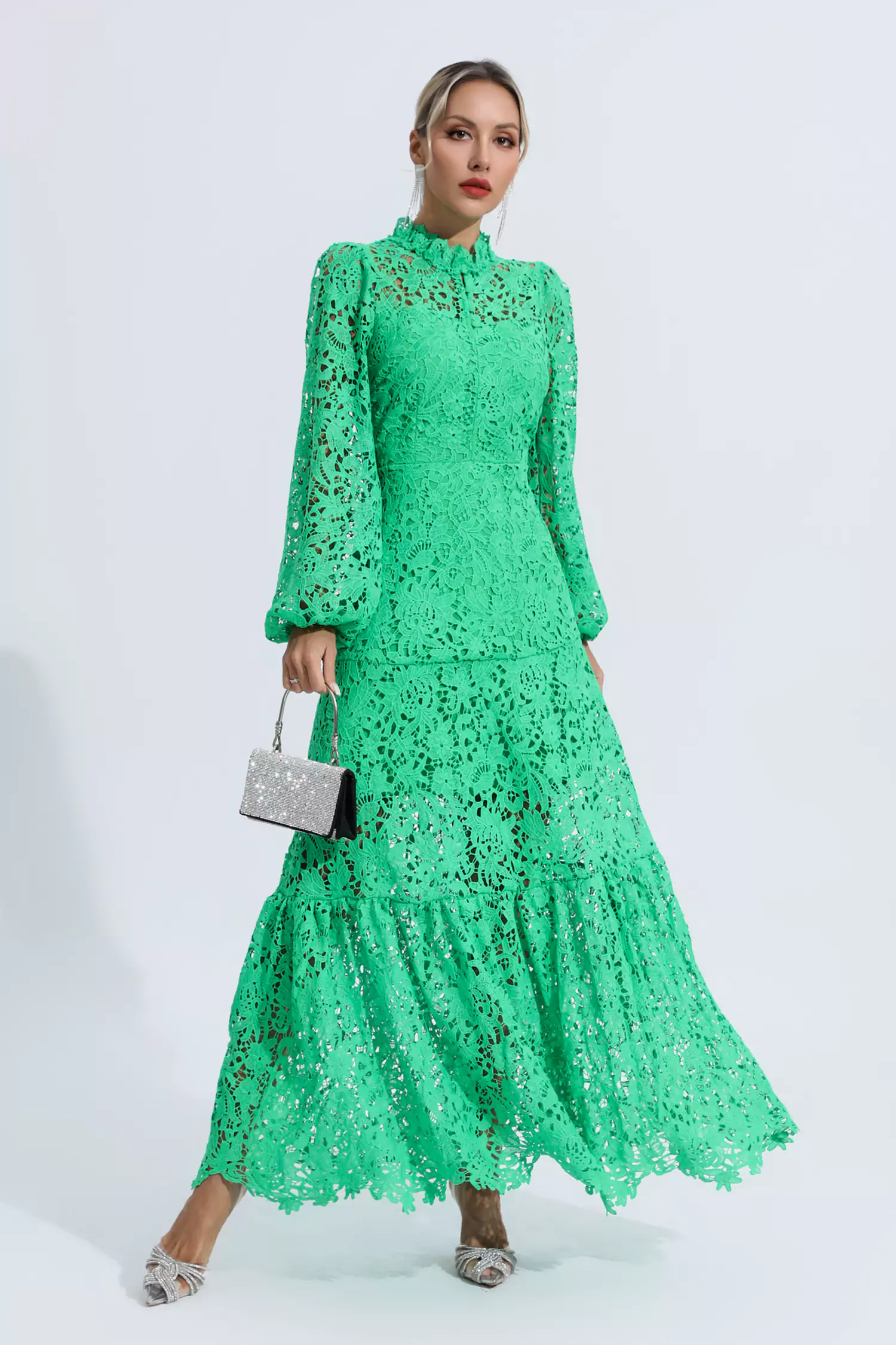 Truman Green Cut Out Long Sleeve Dress