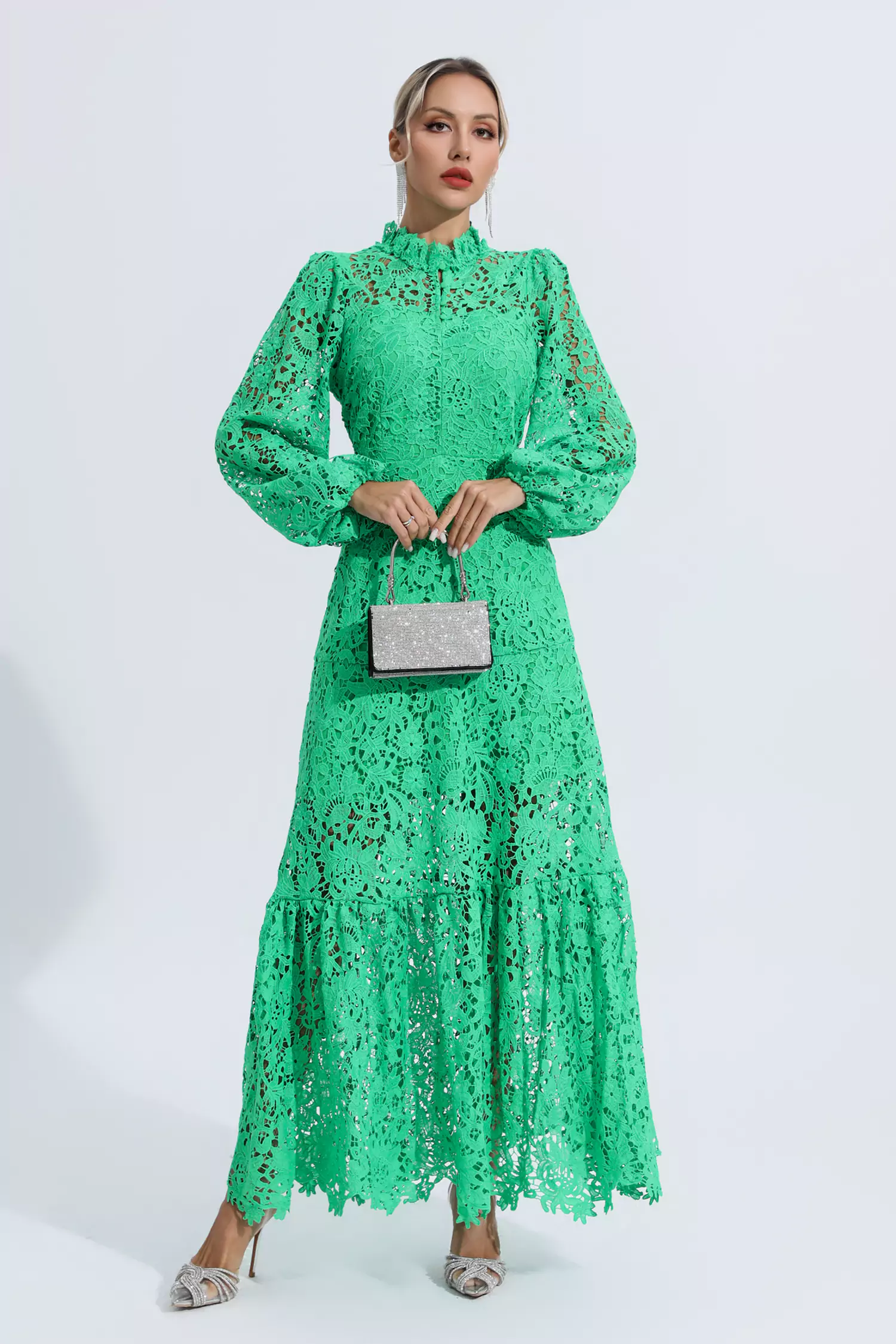 Truman Green Cut Out Long Sleeve Dress