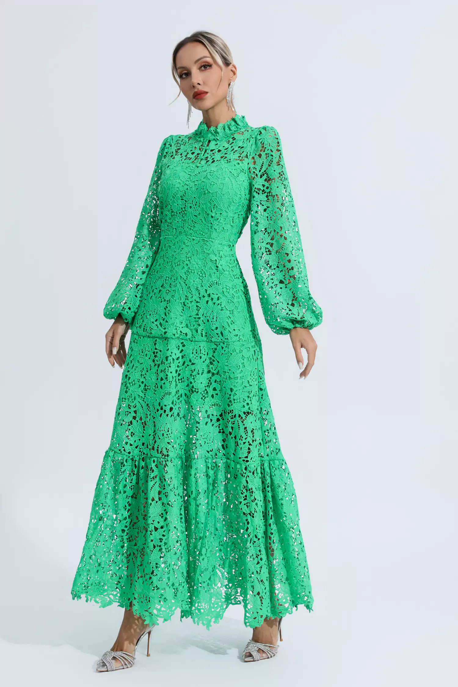 Truman Green Cut Out Long Sleeve Dress