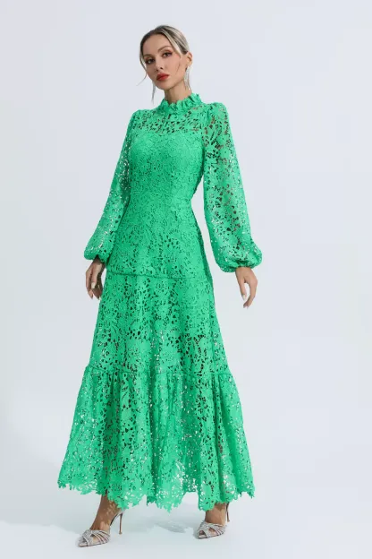 Truman Green Cut Out Long Sleeve Dress