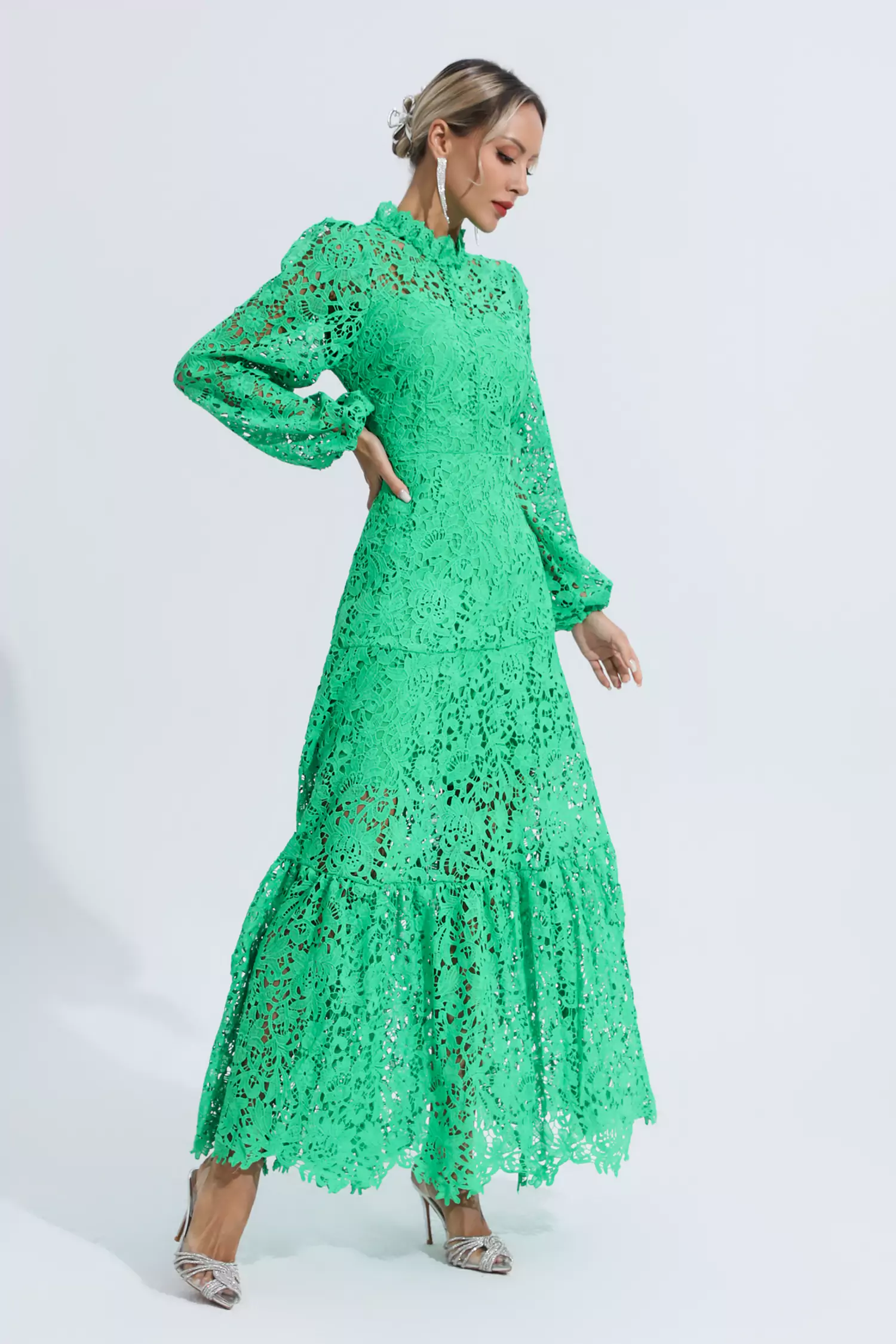 Truman Green Cut Out Long Sleeve Dress