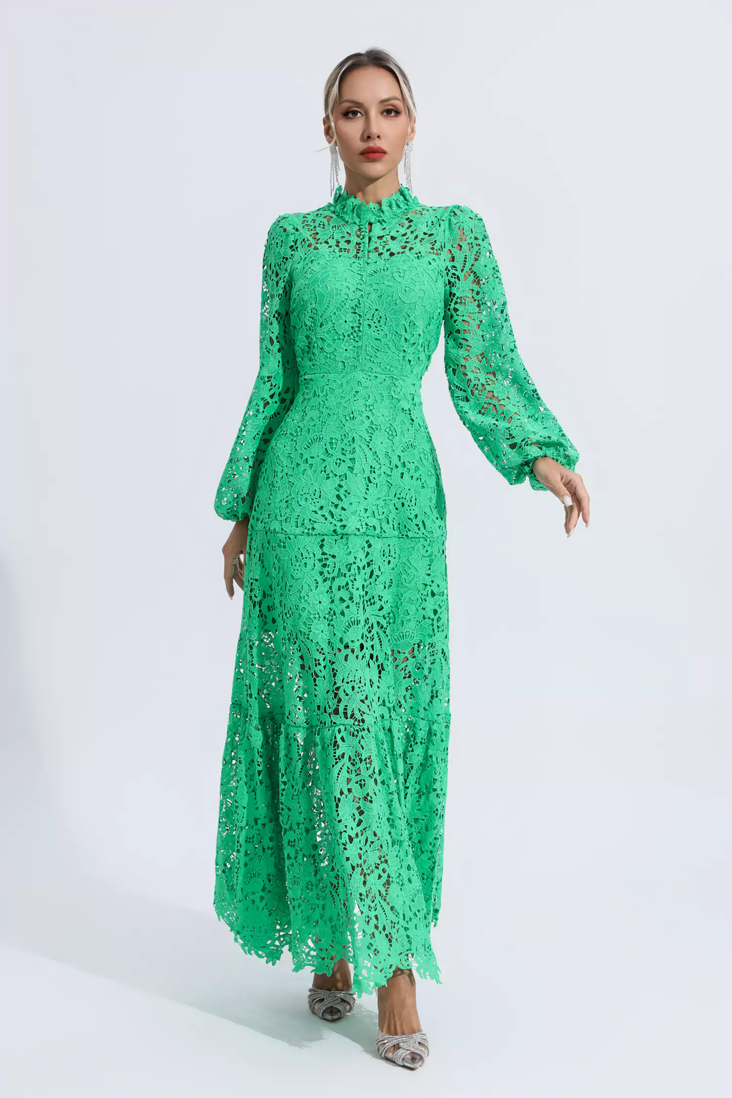 Truman Green Cut Out Long Sleeve Dress