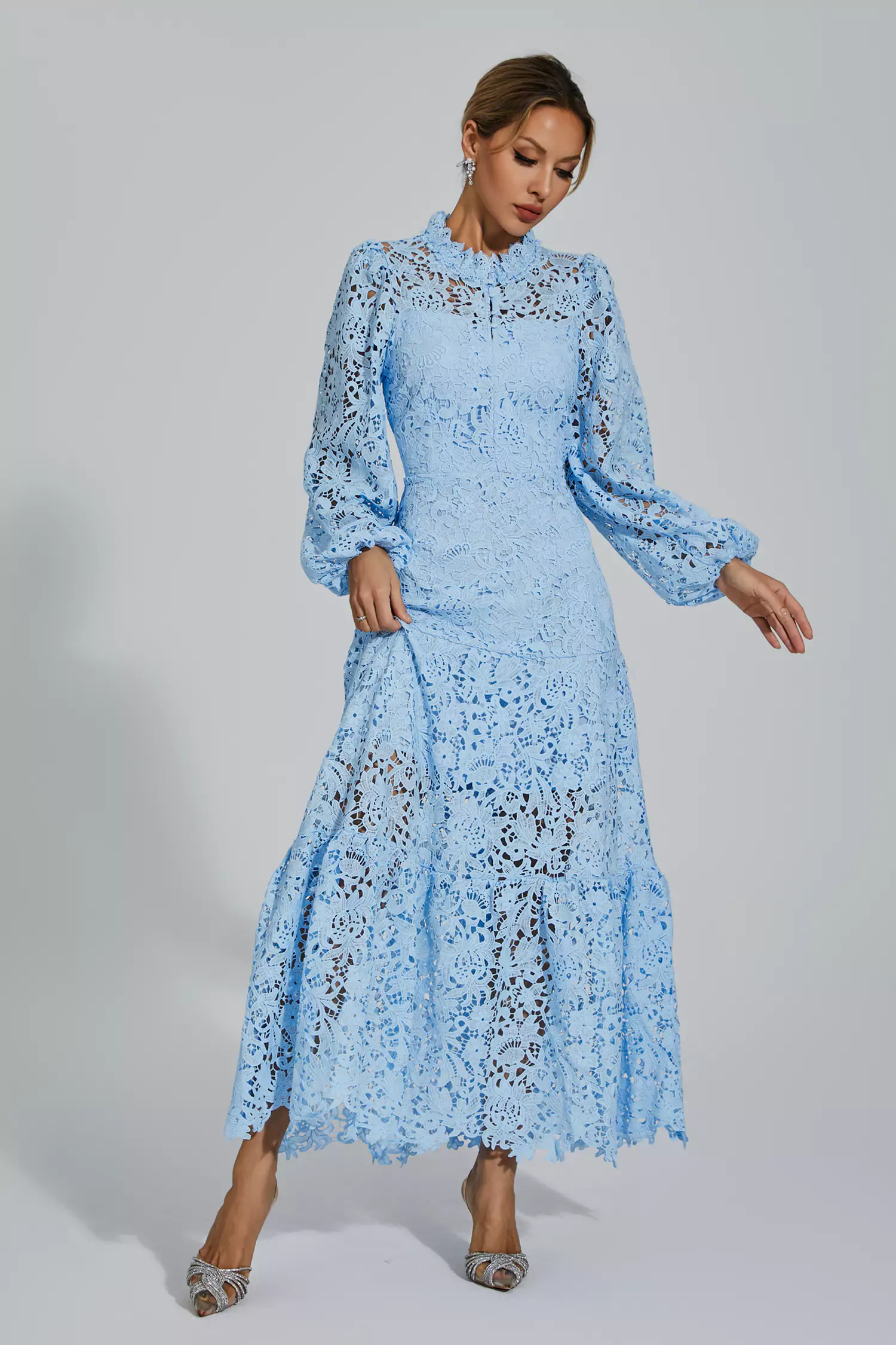 Truman Blue Cut Out Long Sleeve Dress