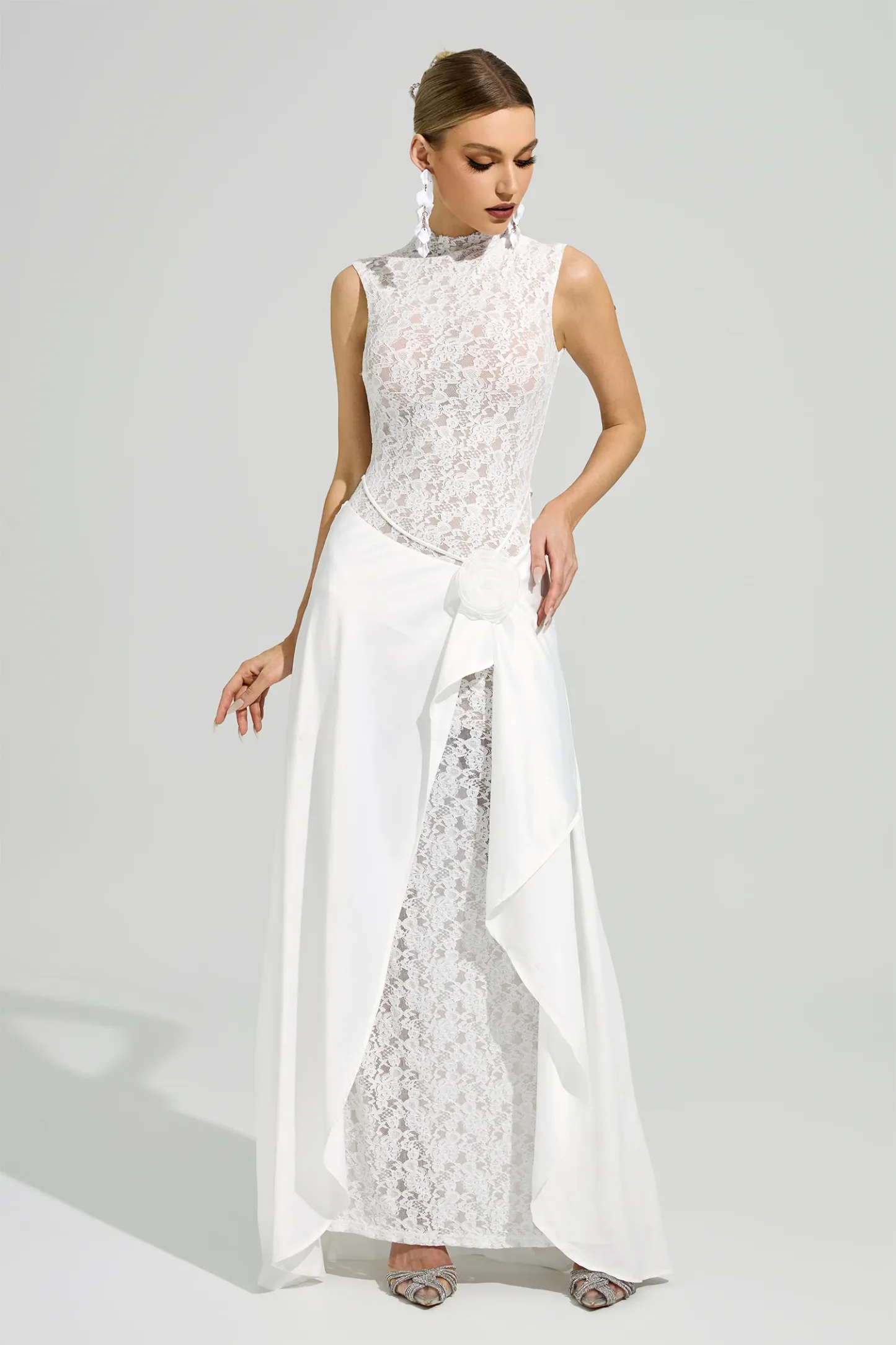 Mondrian White Lace Formal Dress