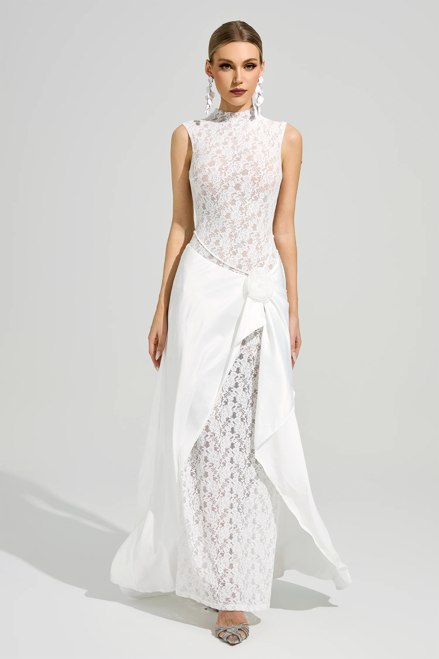 Mondrian White Lace Formal Dress
