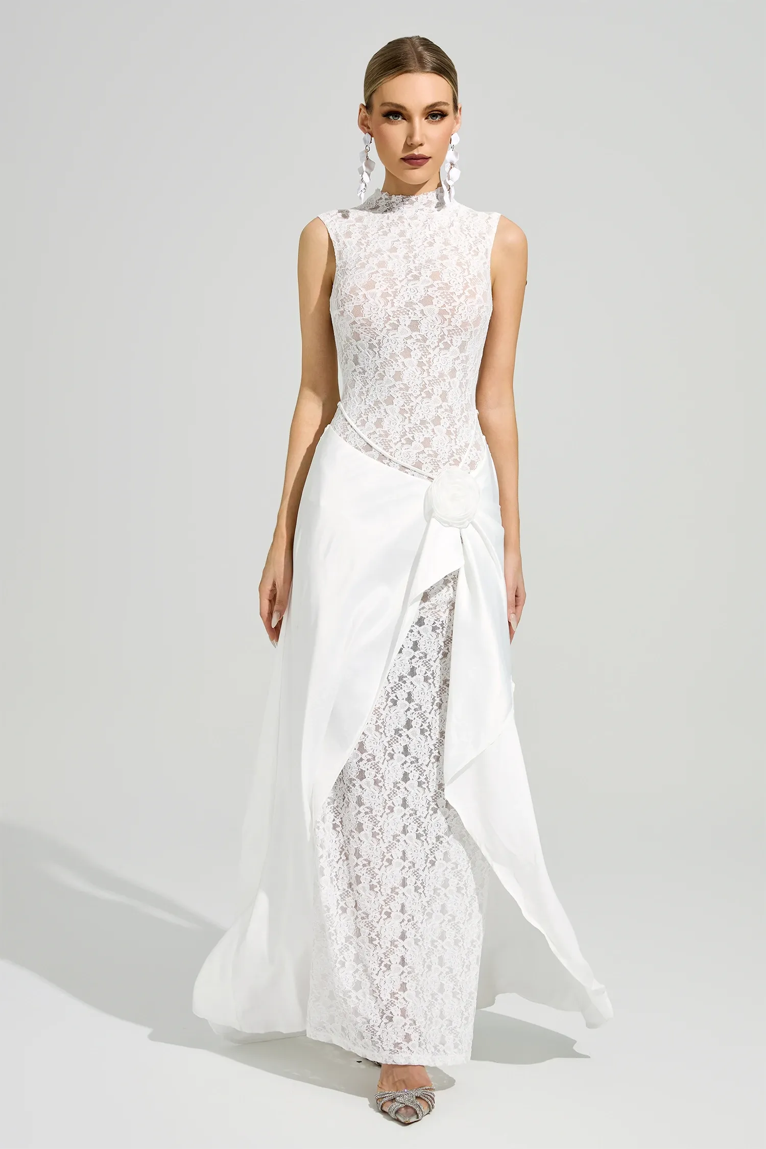 Mondrian White Lace Formal Dress
