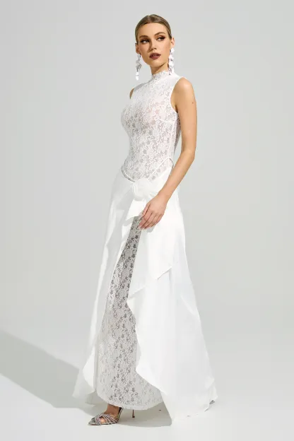 Mondrian White Lace Formal Dress