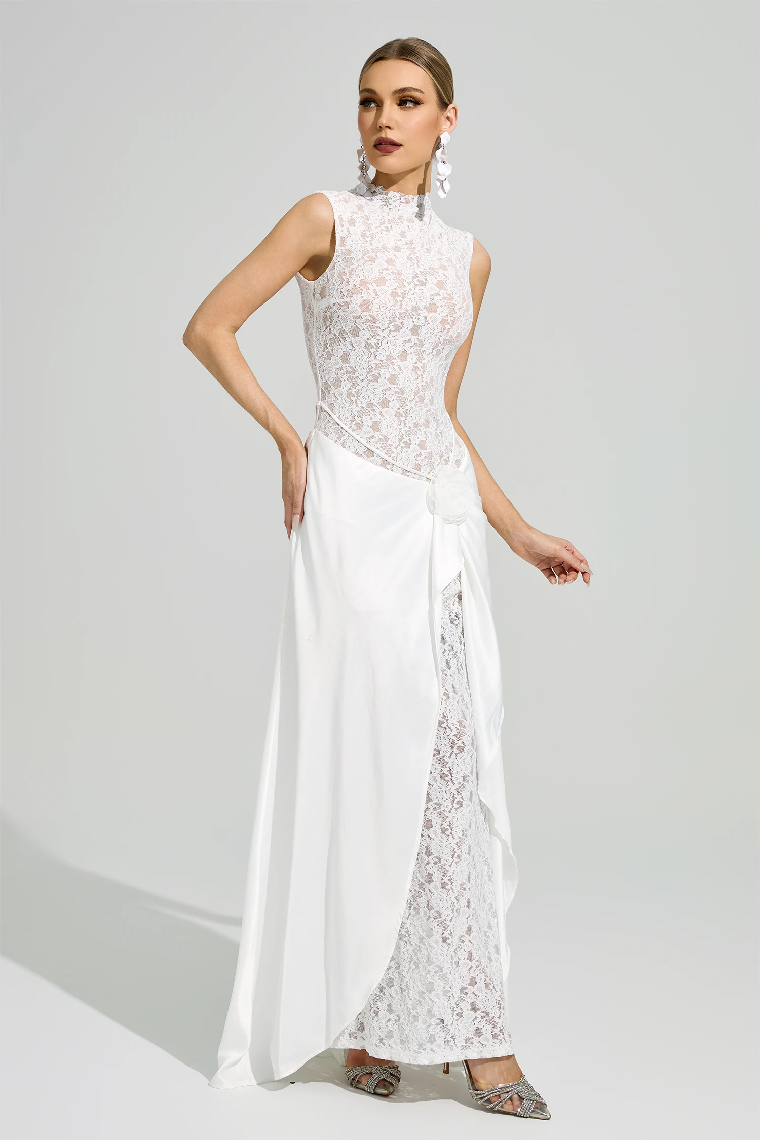 Mondrian White Lace Formal Dress