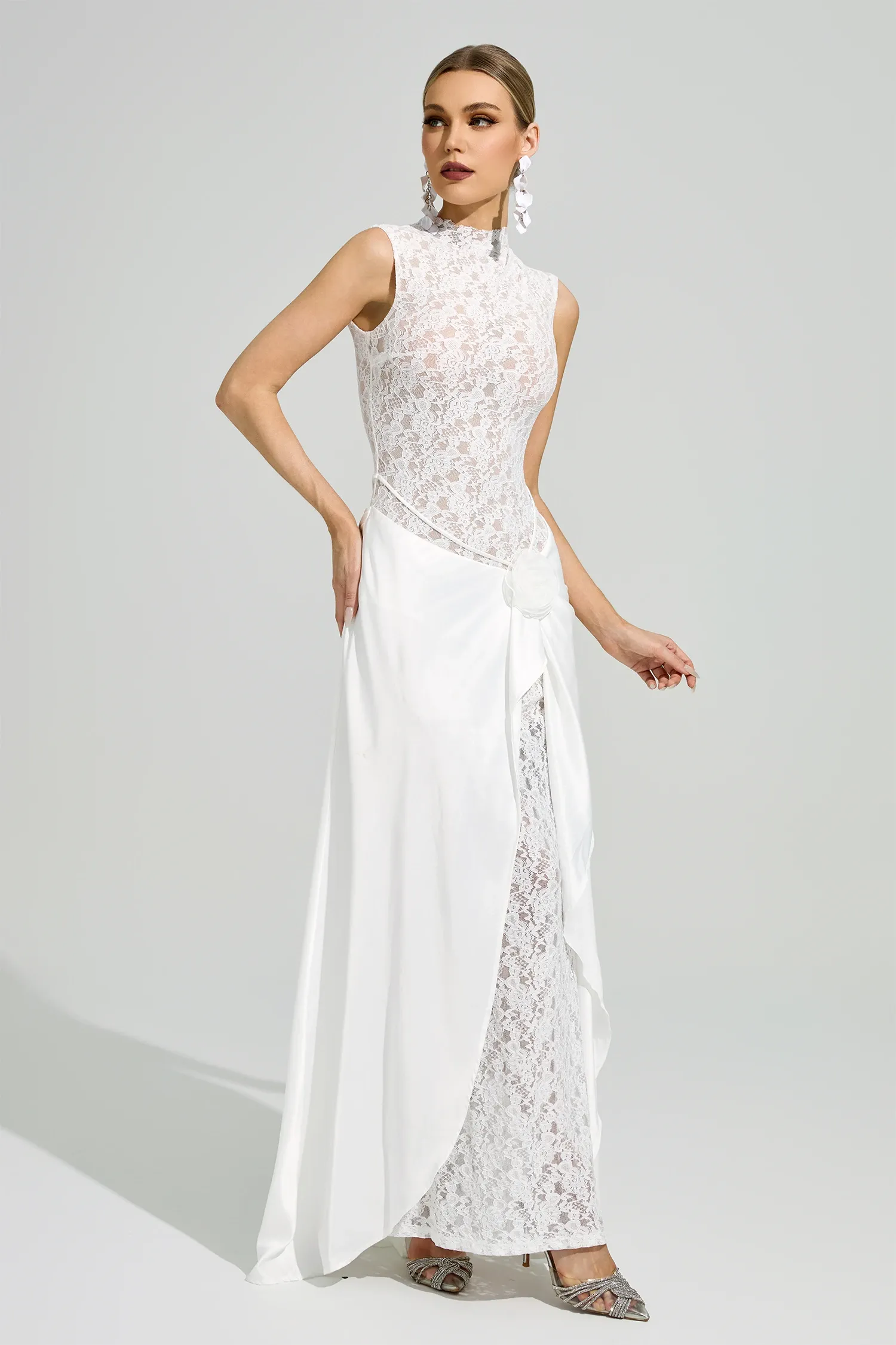 Mondrian White Lace Formal Dress
