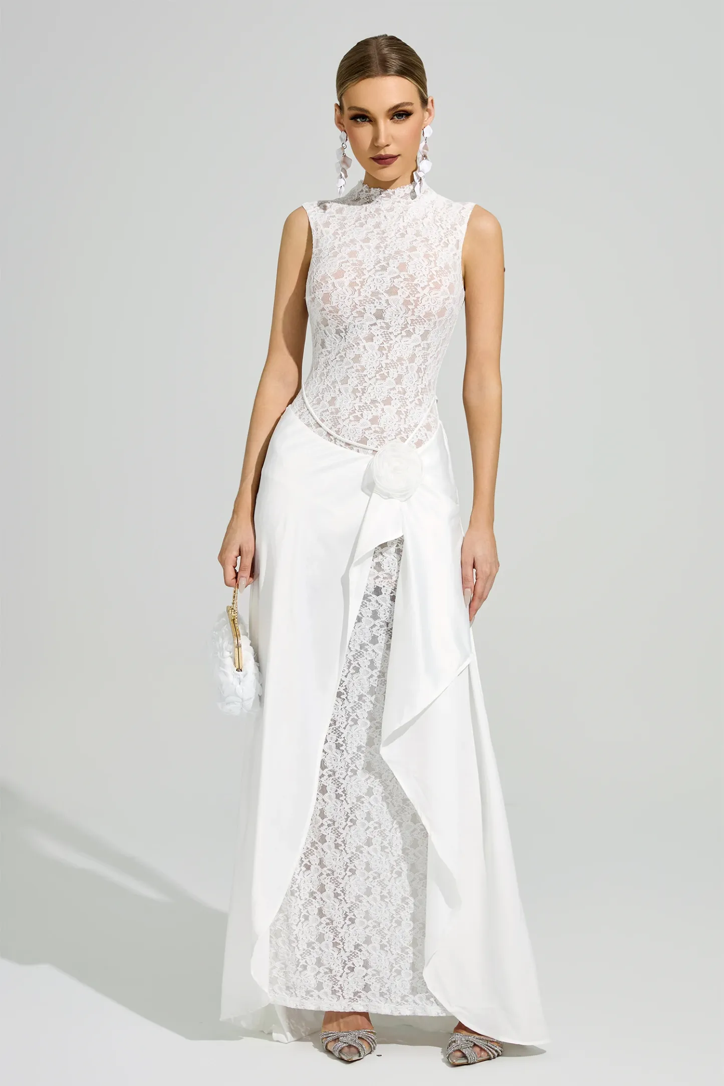 Mondrian White Lace Formal Dress