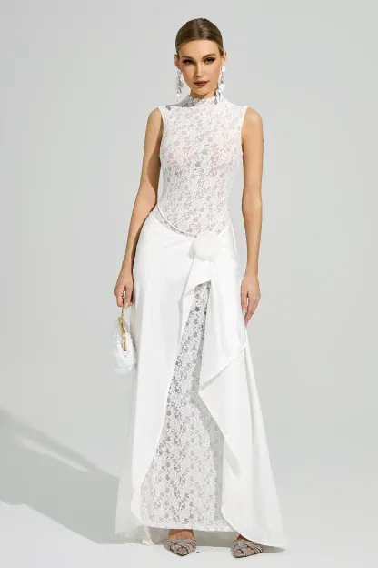 Mondrian White Lace Formal Dress