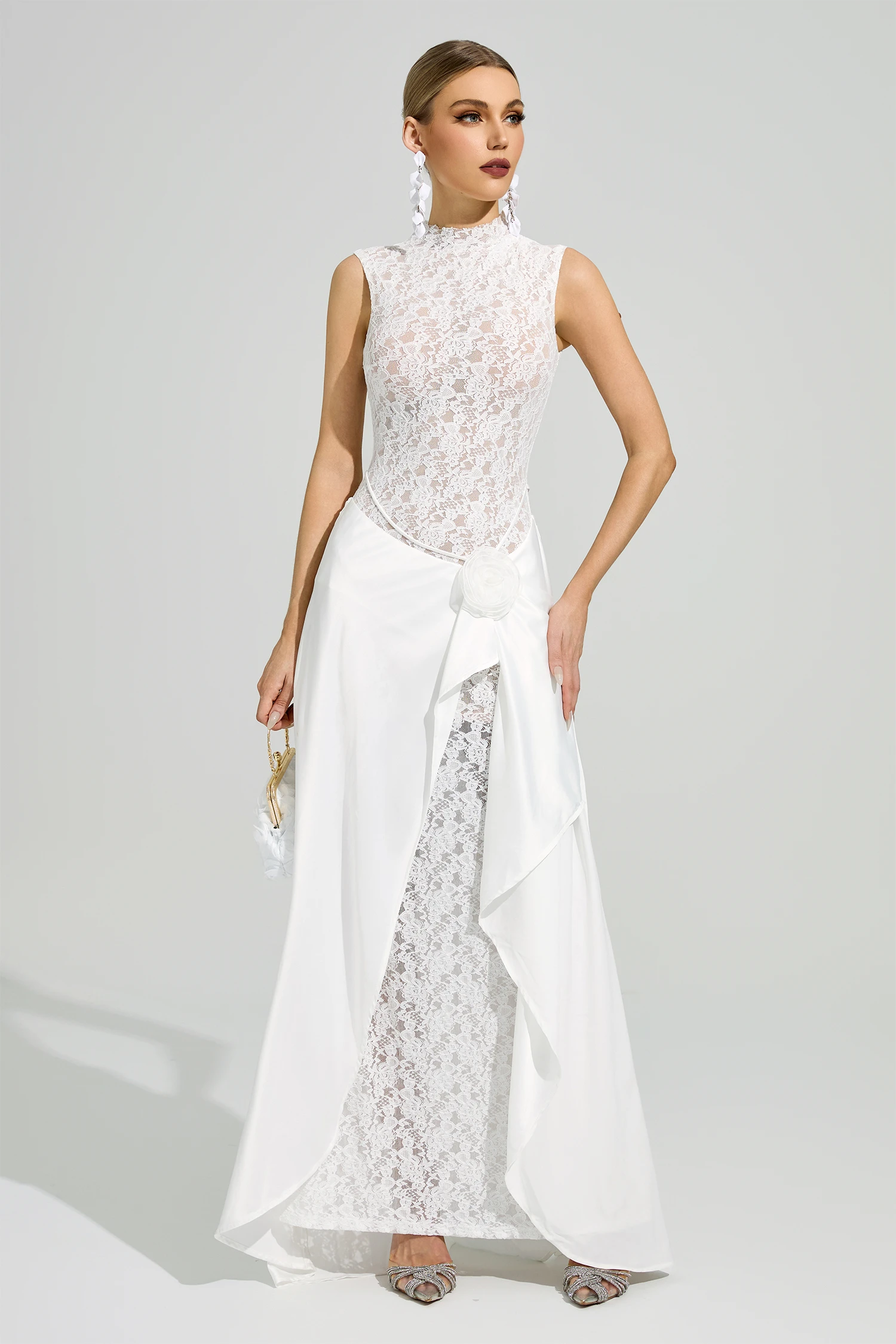 Mondrian White Lace Formal Dress