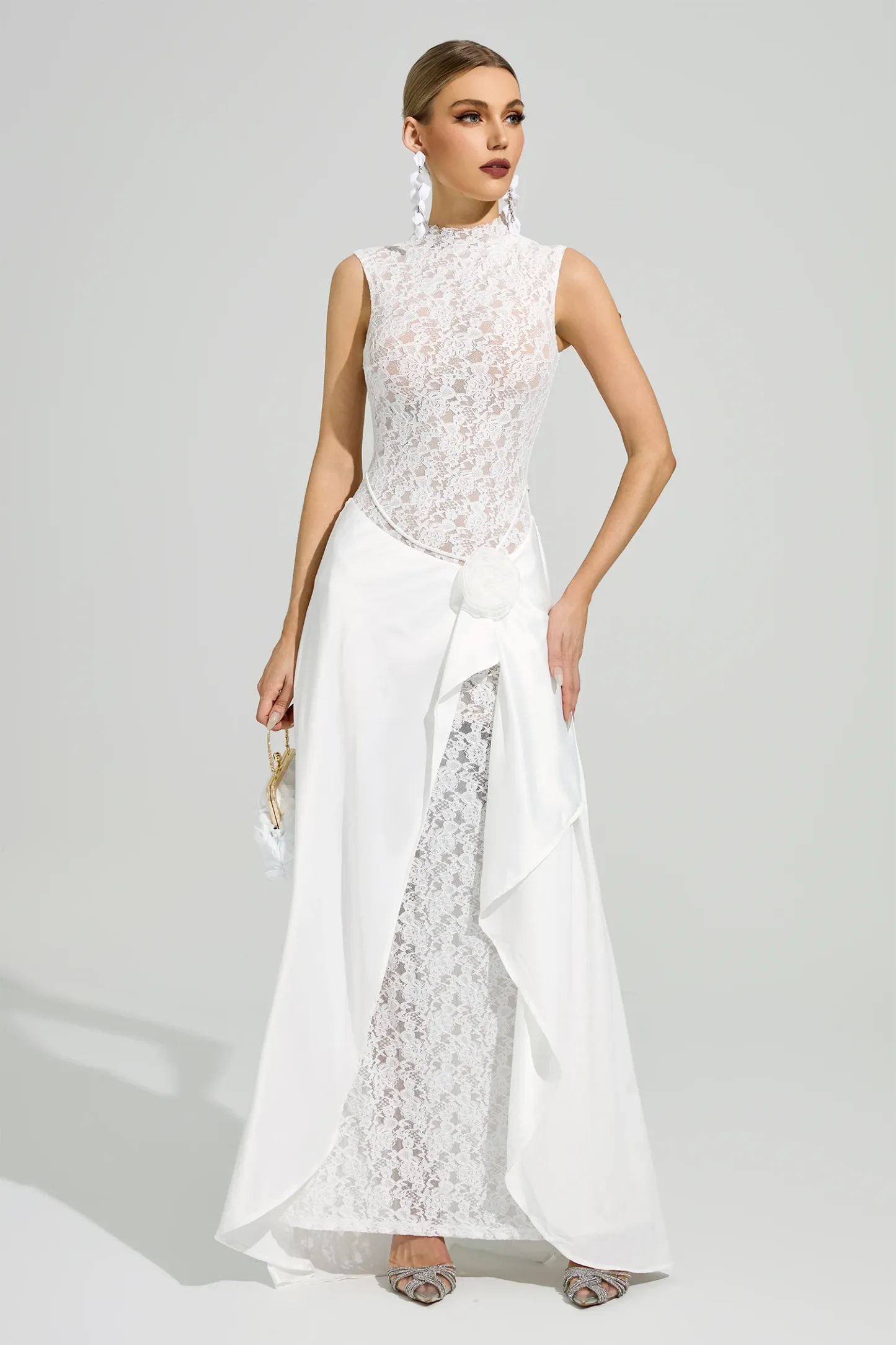 Mondrian White Lace Formal Dress