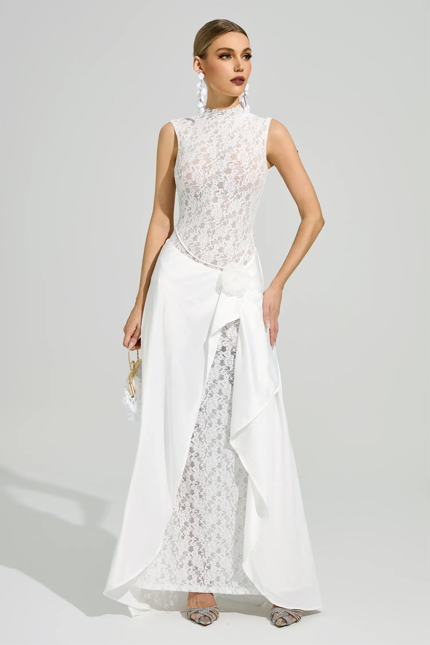 Mondrian White Lace Formal Dress