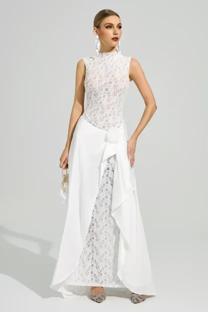 Mondrian White Lace Formal Dress