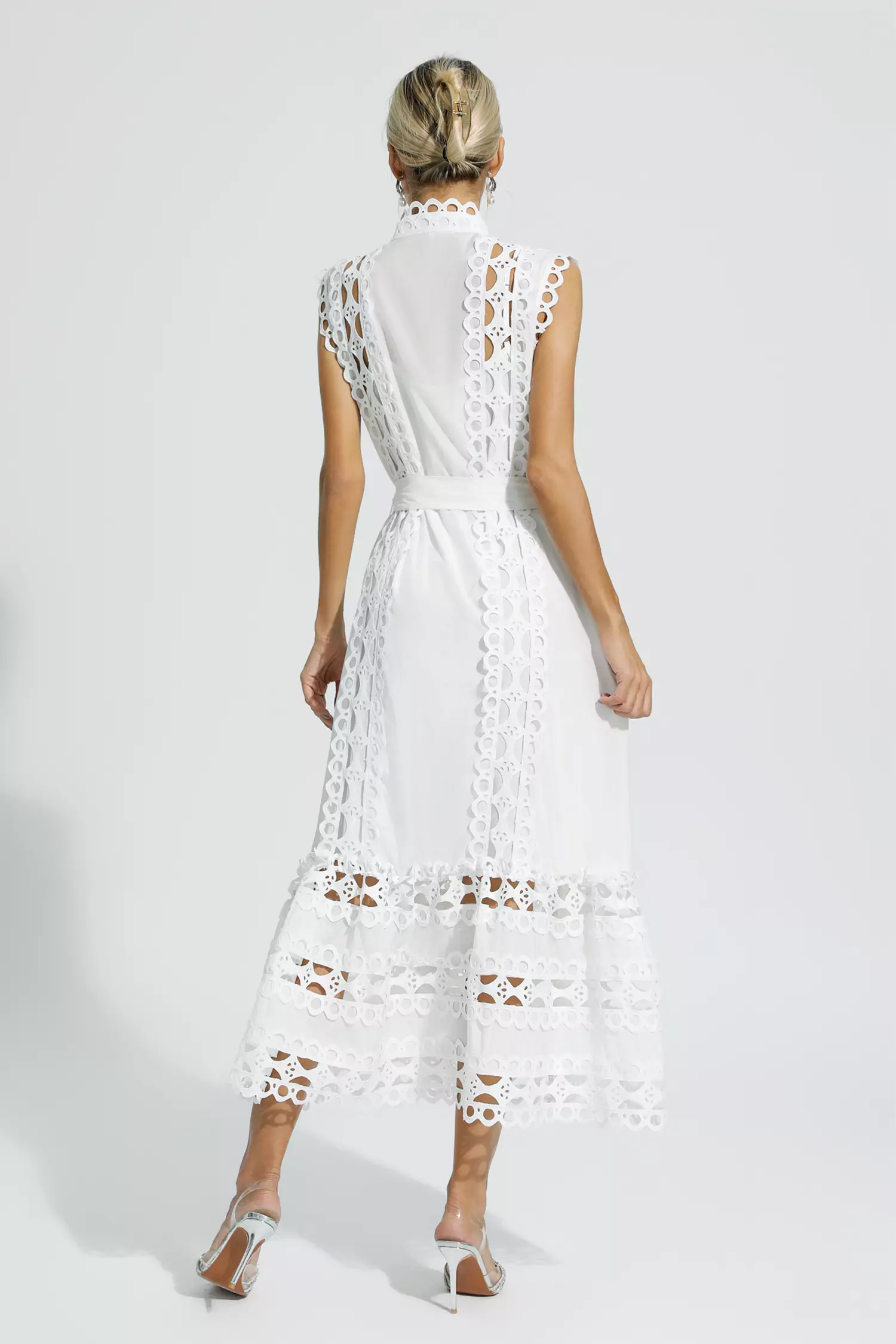 Sebastiane White Sleeveless Hollow Maxi Dress