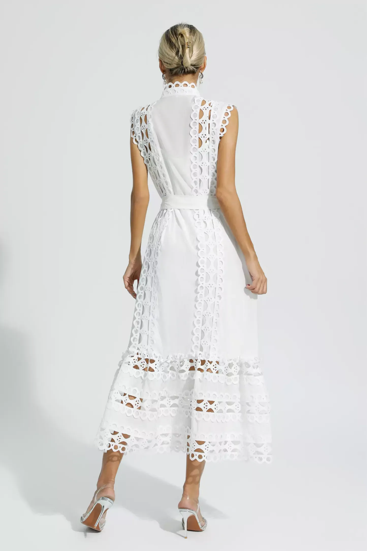 Sebastiane White Sleeveless Hollow Maxi Dress