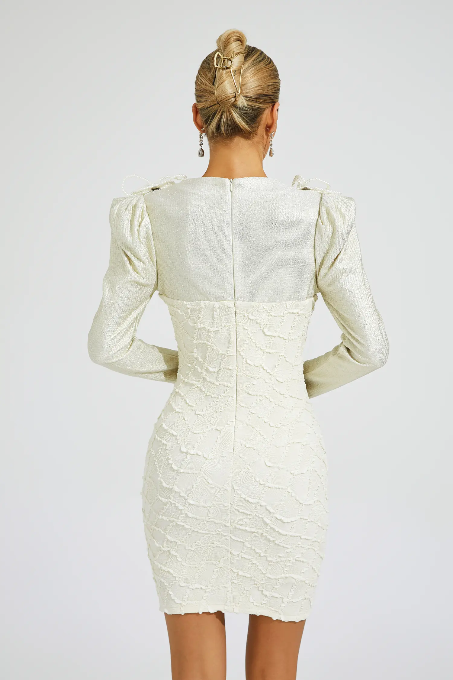 Gilbert White Lattice Patterned Mini Dress