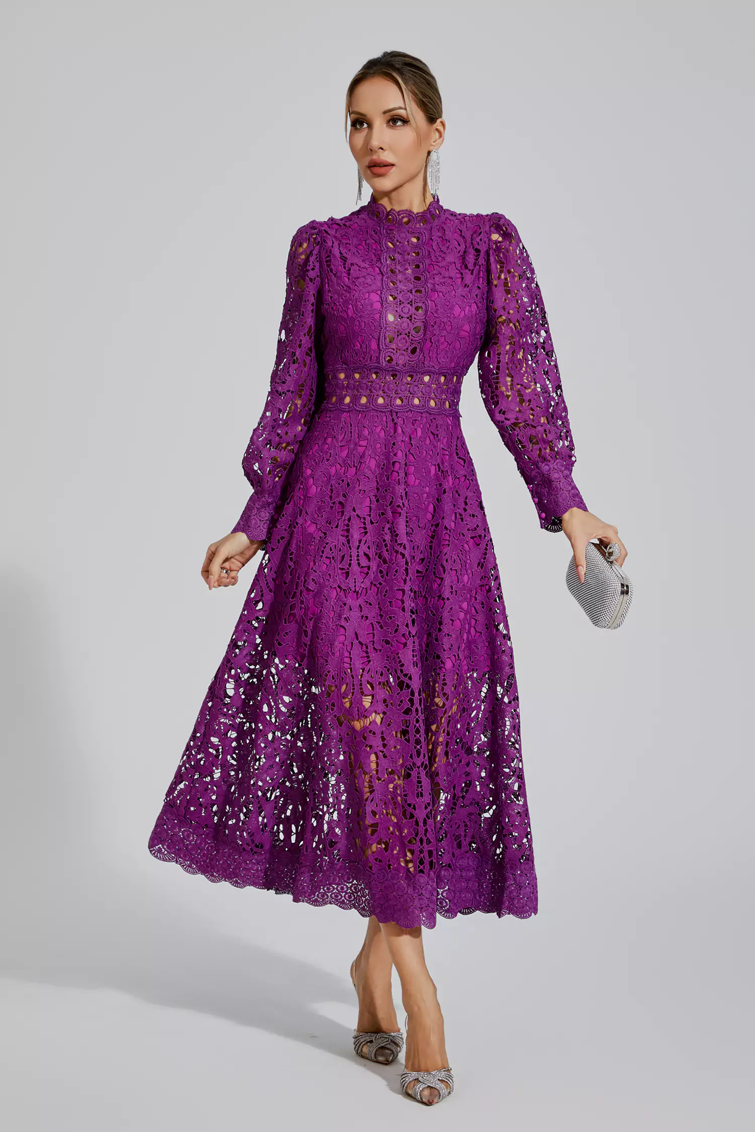 Murray Purple Lace Cutout Maxi Dress