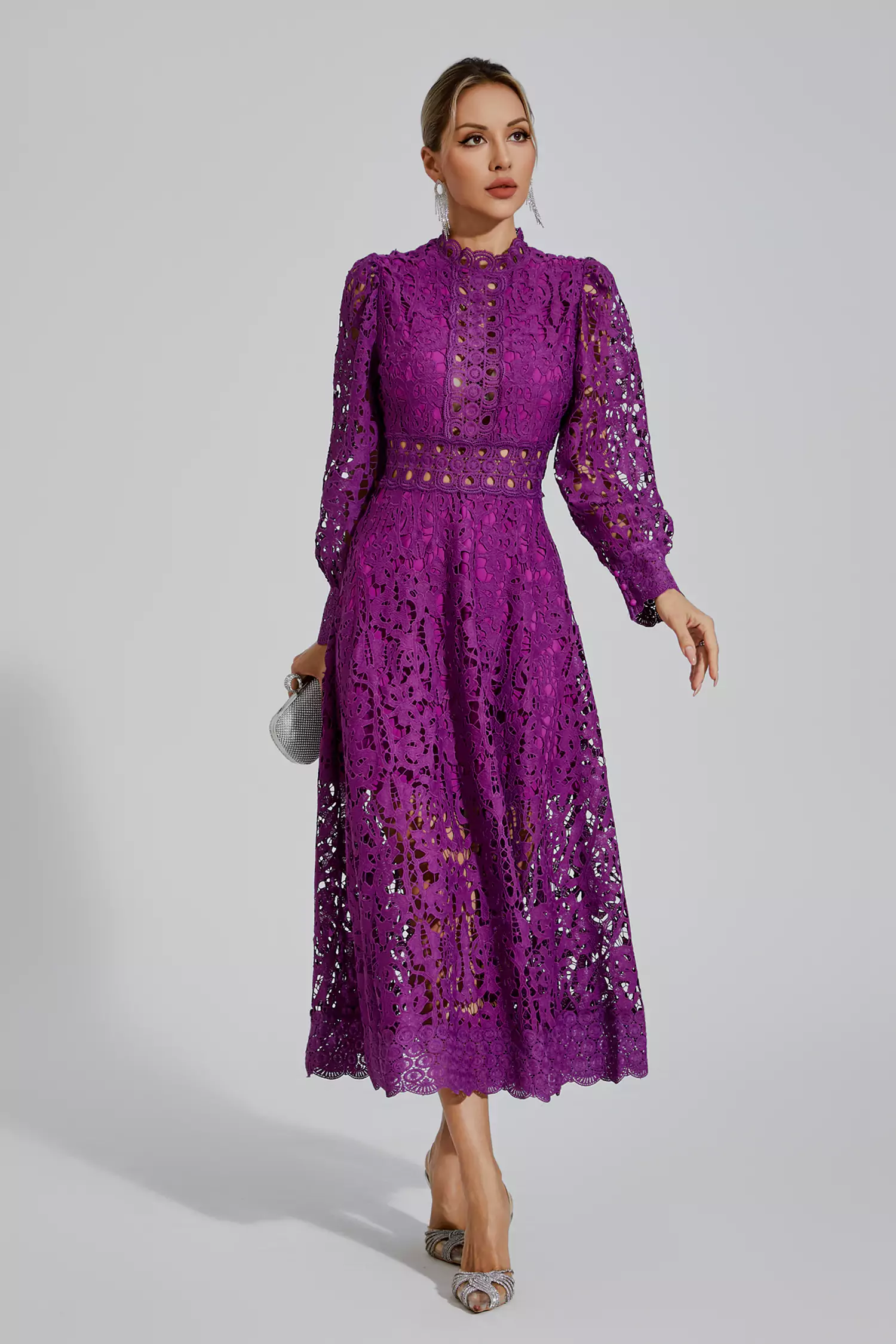 Murray Purple Lace Cutout Maxi Dress